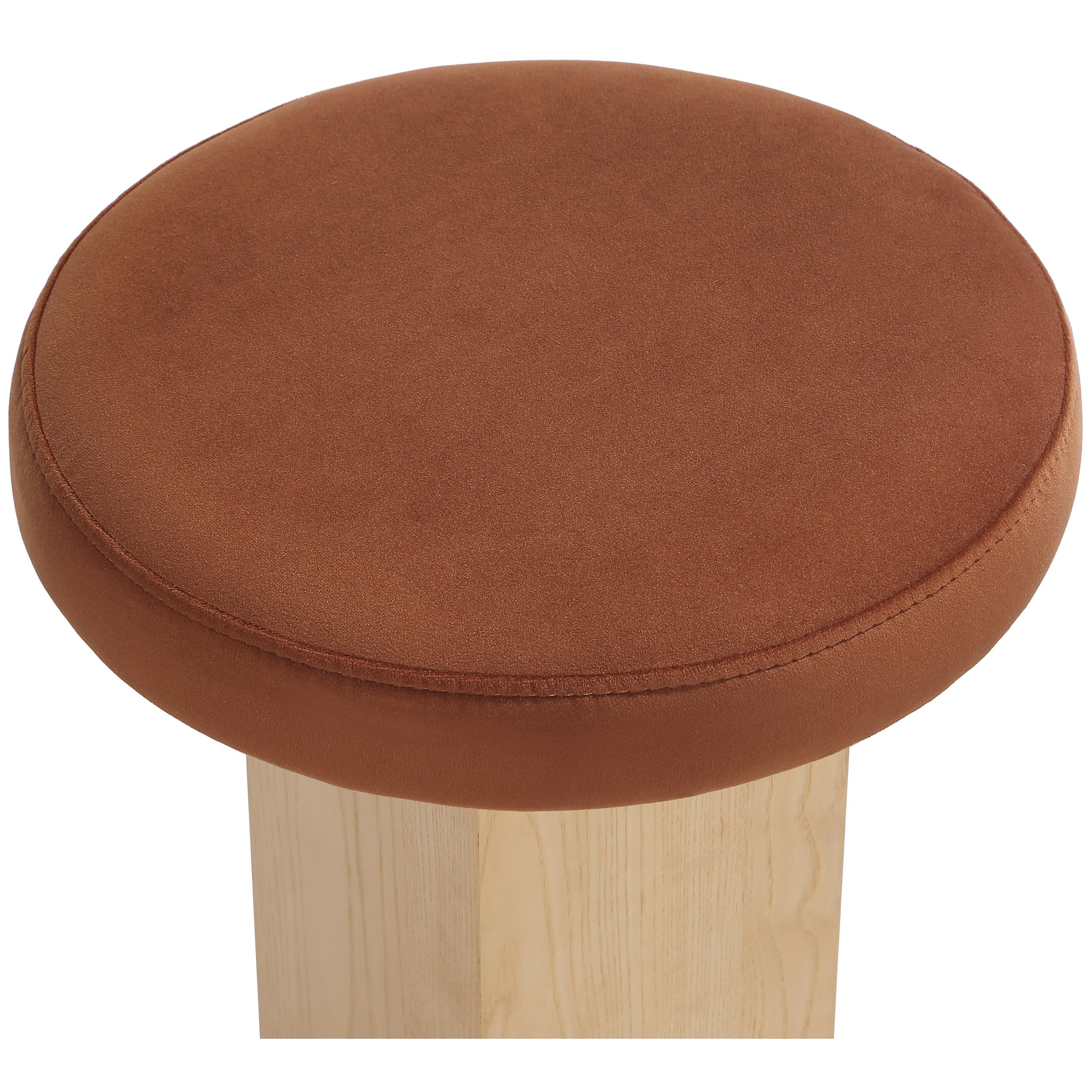 Meridian Wyatt Cognac Velvet Stool