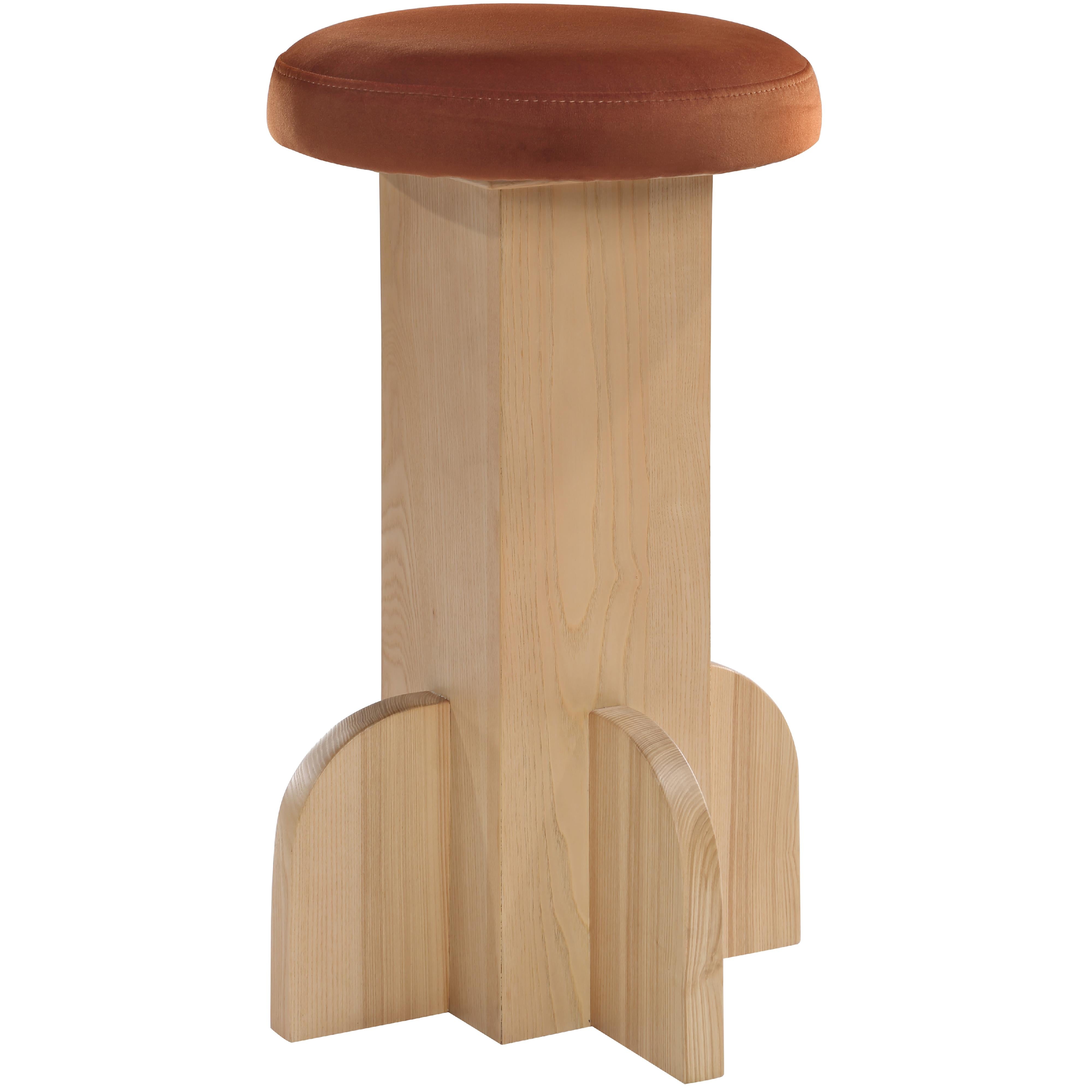 Meridian Wyatt Cognac Velvet Stool