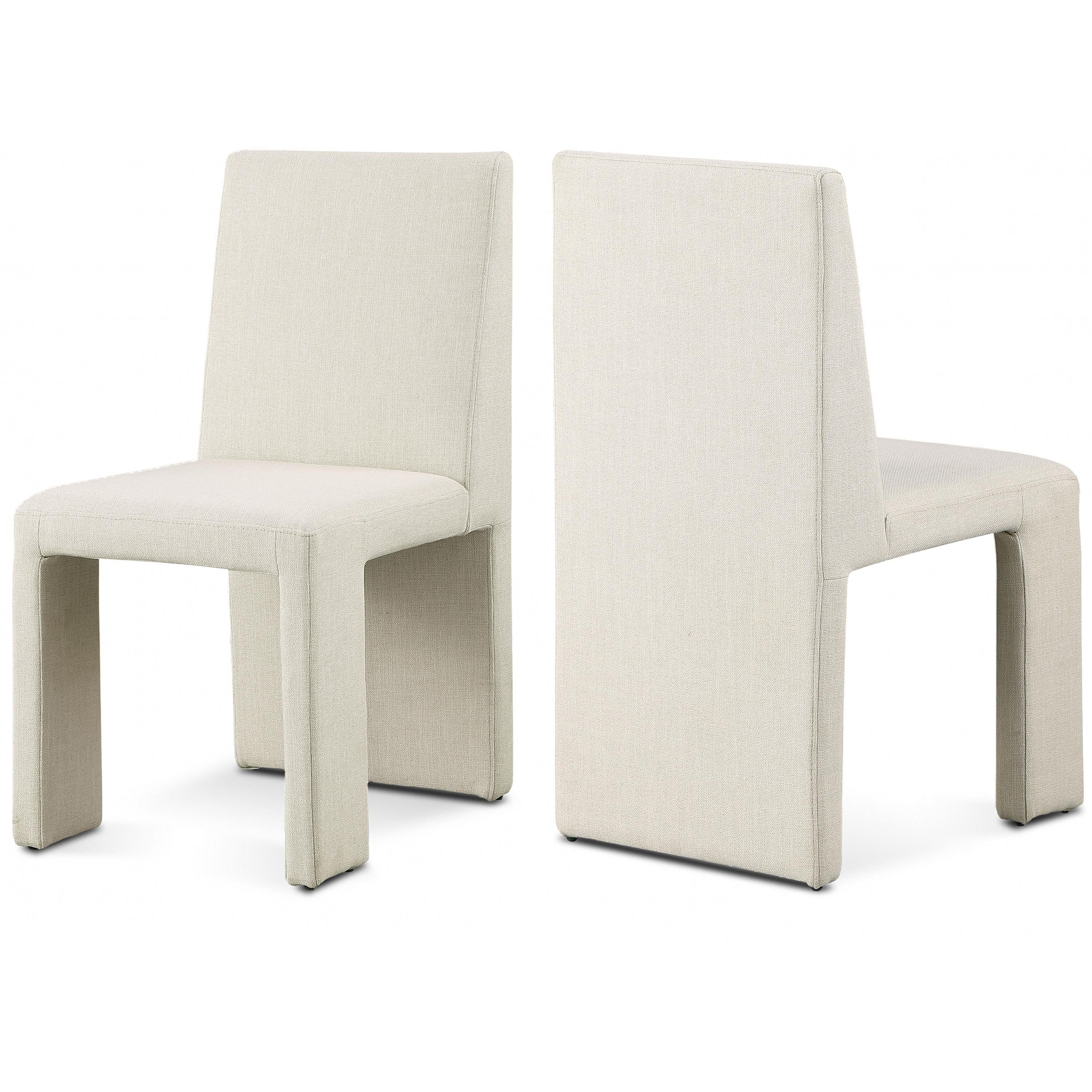 Meridian Benson Beige Linen Textured Fabric Dining Chair