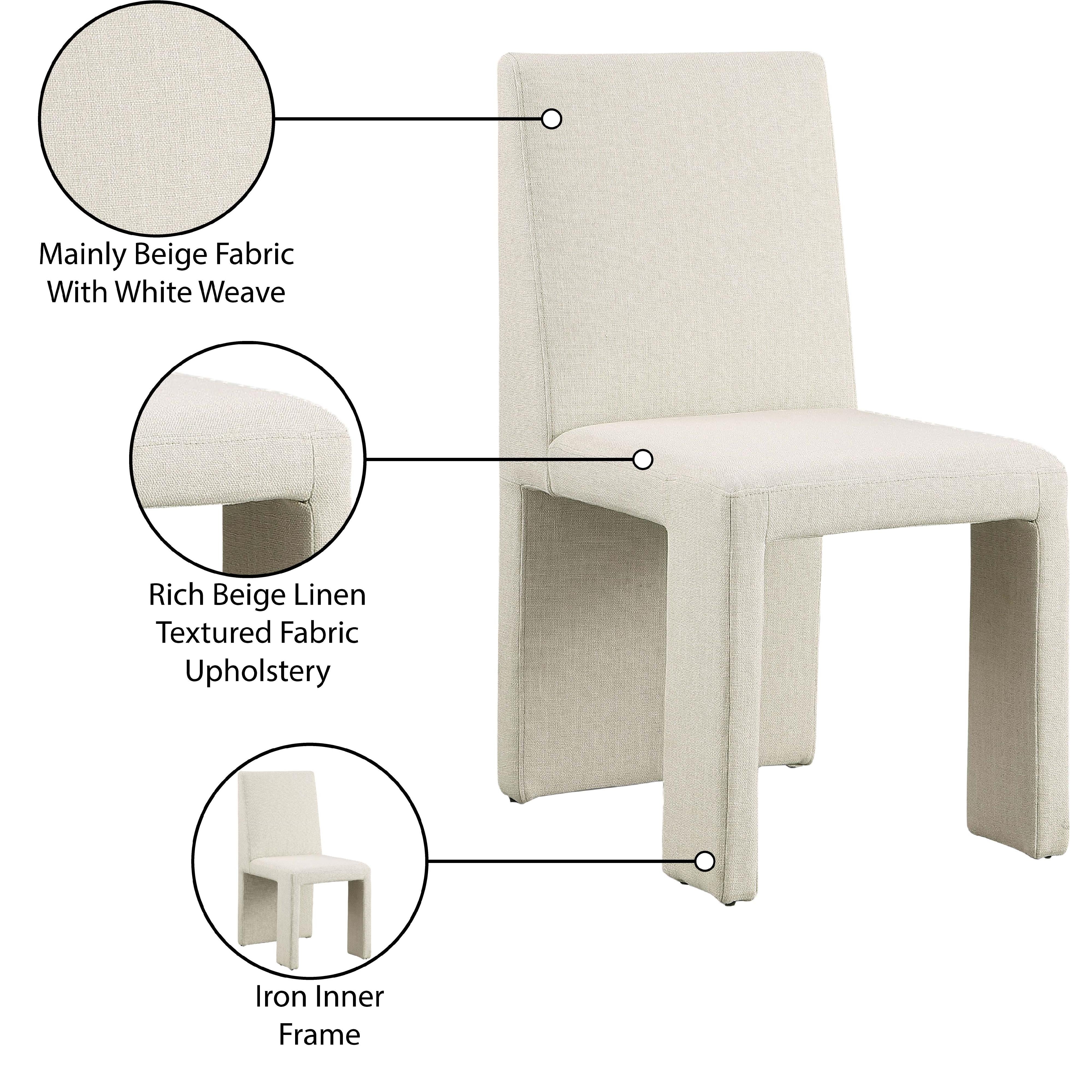 Meridian Benson Beige Linen Textured Fabric Dining Chair