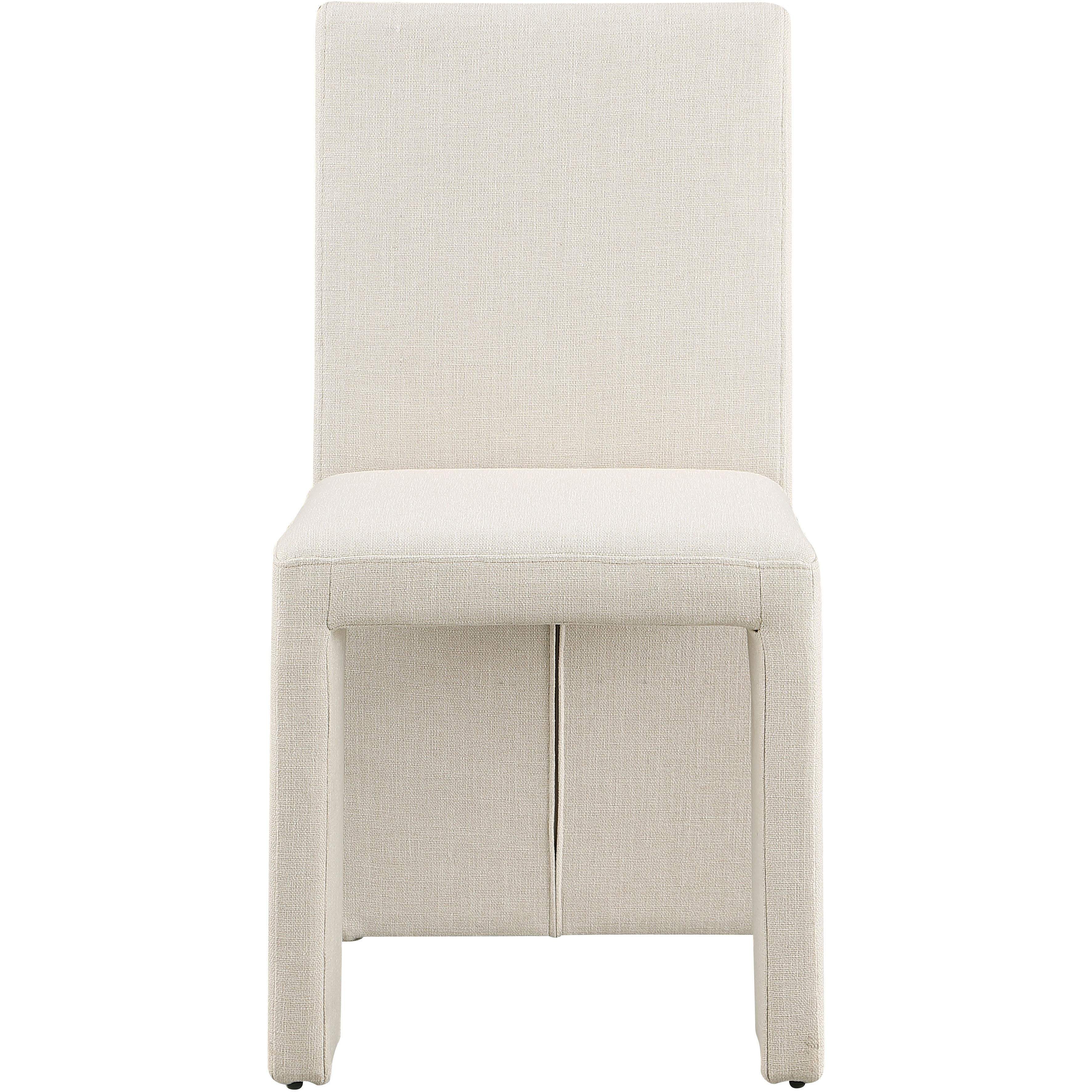 Meridian Benson Beige Linen Textured Fabric Dining Chair