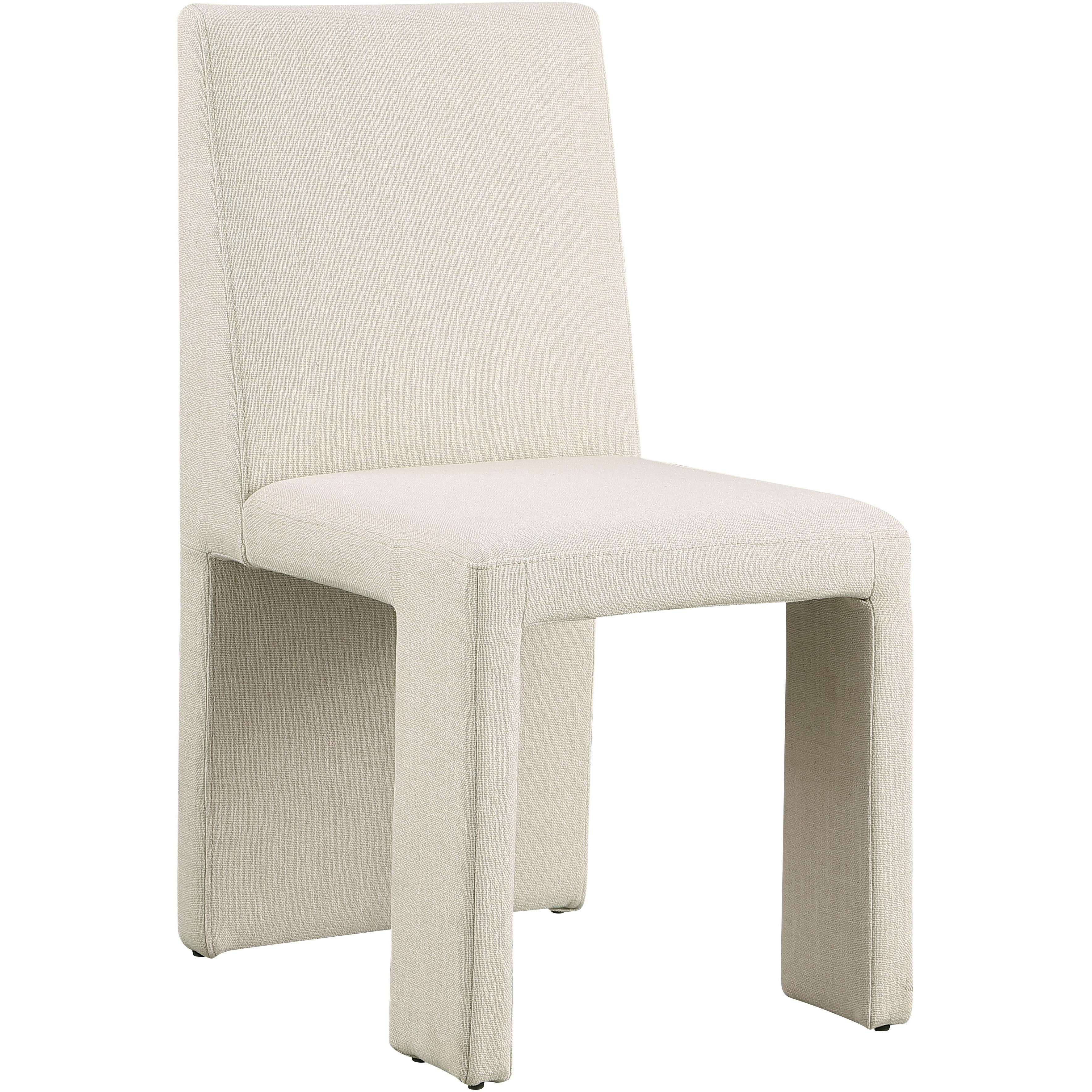 Meridian Benson Beige Linen Textured Fabric Dining Chair