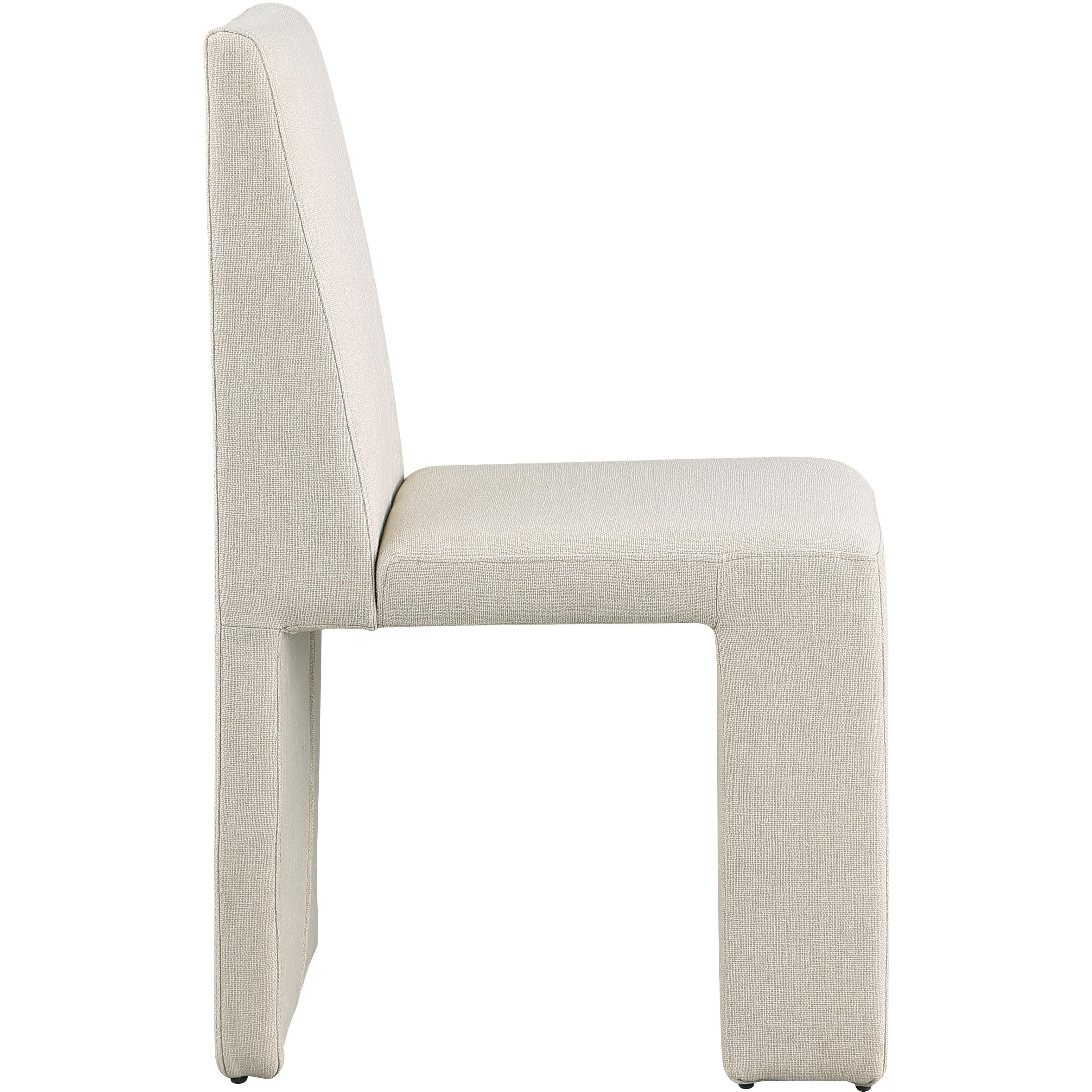 Meridian Benson Beige Linen Textured Fabric Dining Chair