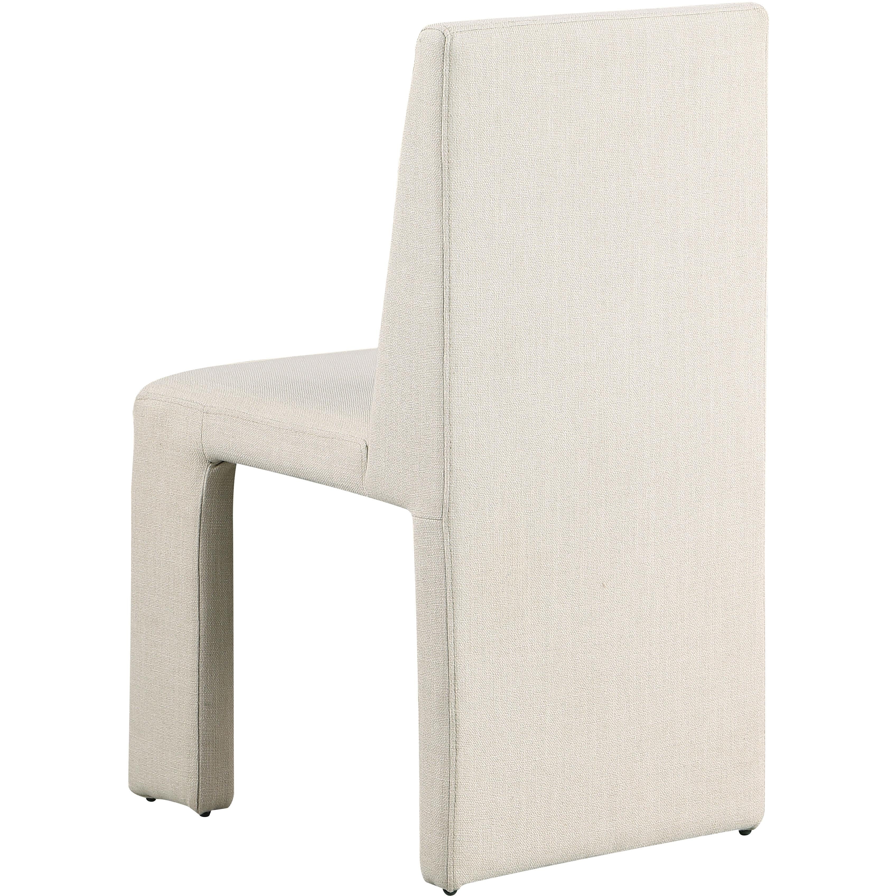 Meridian Benson Beige Linen Textured Fabric Dining Chair