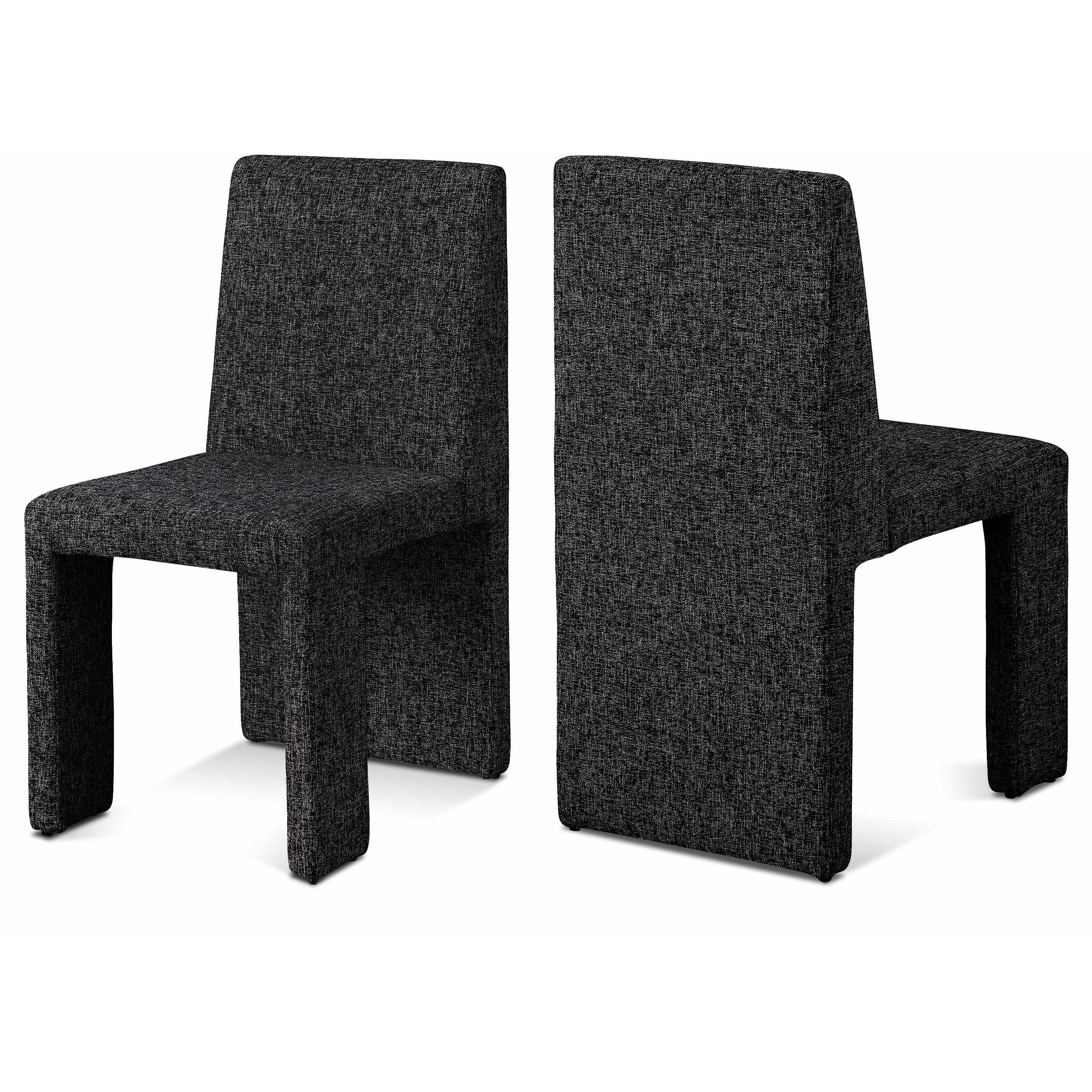 Meridian Benson Black Linen Textured Fabric Dining Chair