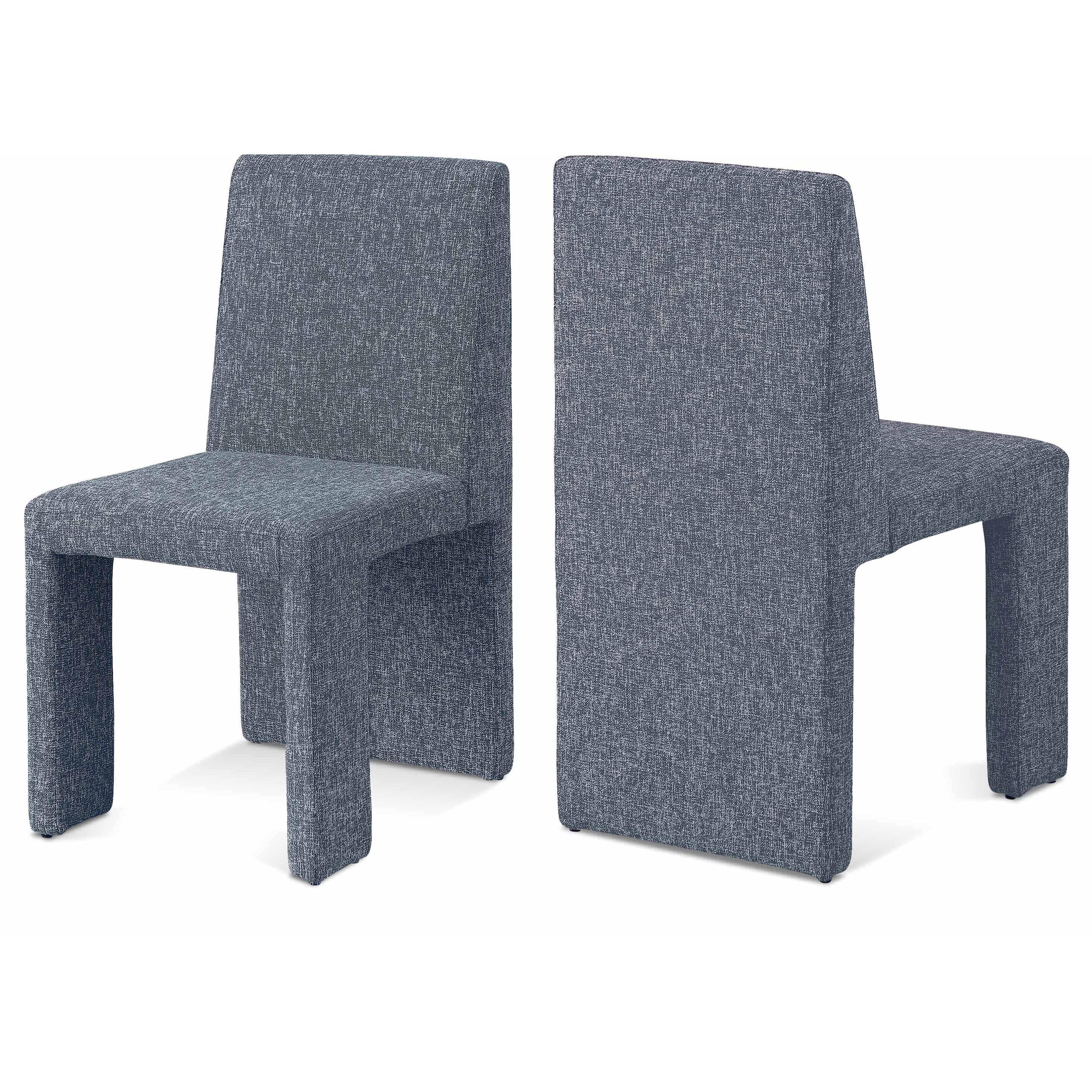 Meridian Benson Blue Linen Textured Fabric Dining Chair