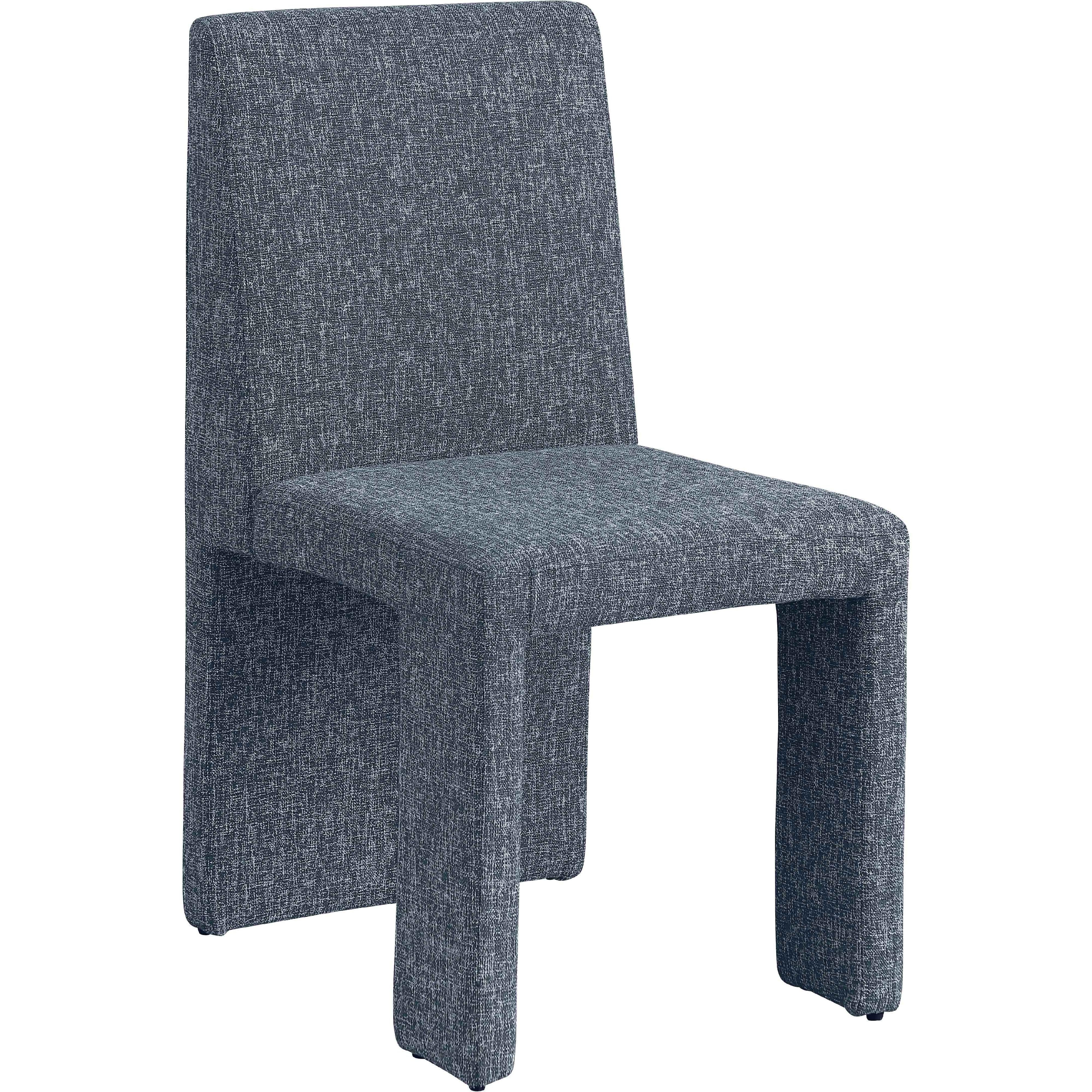 Meridian Benson Blue Linen Textured Fabric Dining Chair