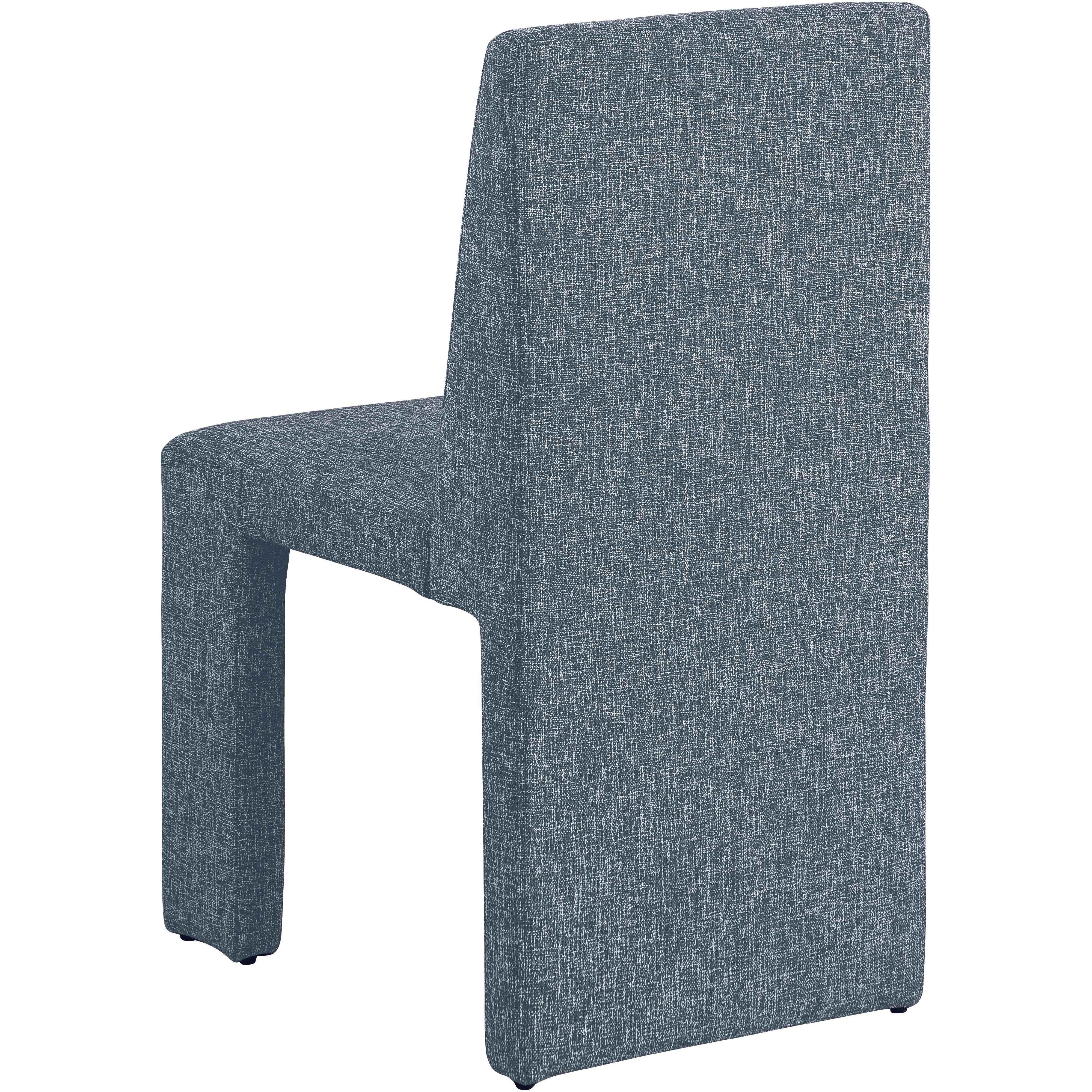 Meridian Benson Blue Linen Textured Fabric Dining Chair