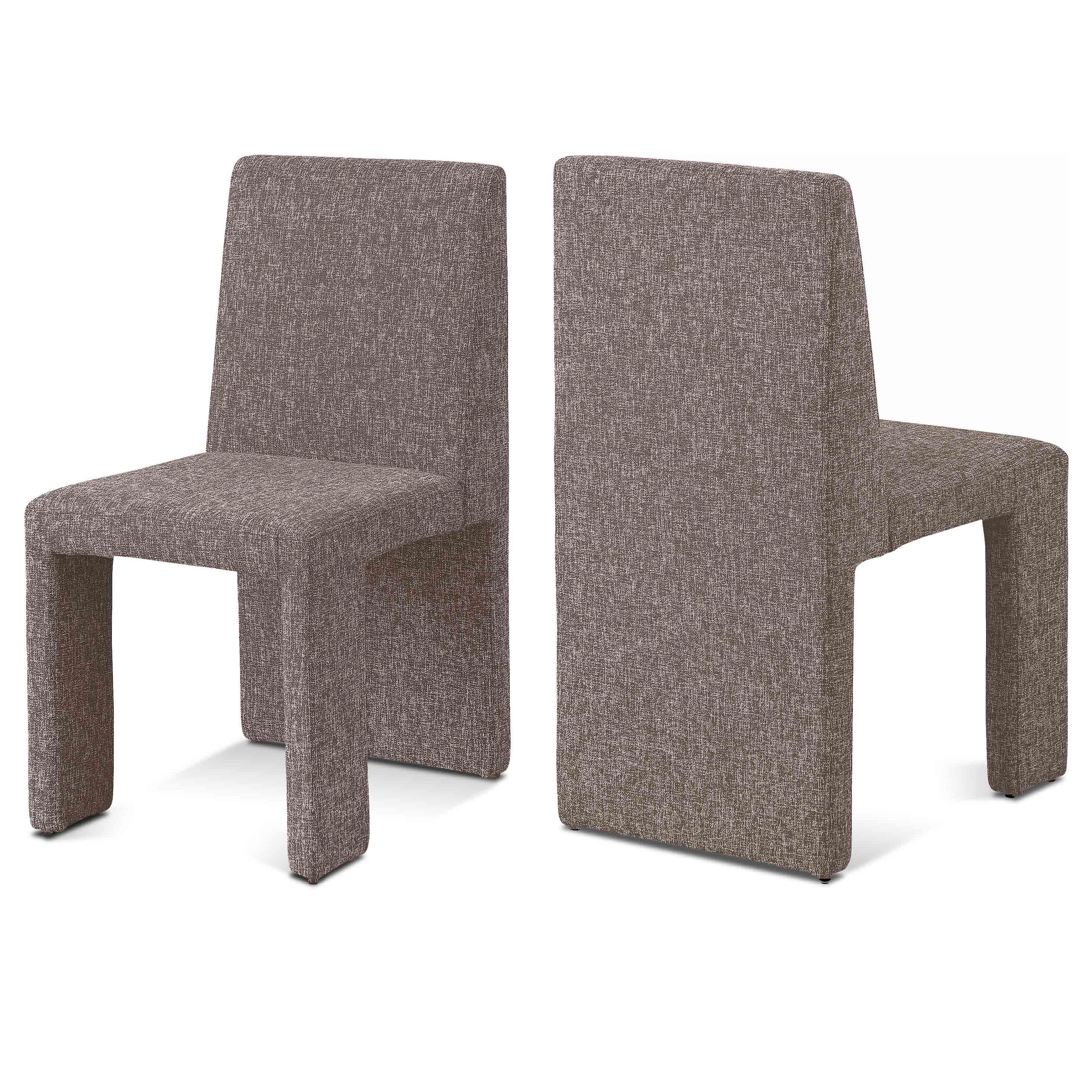 Meridian Benson Brown Linen Textured Fabric Dining Chair