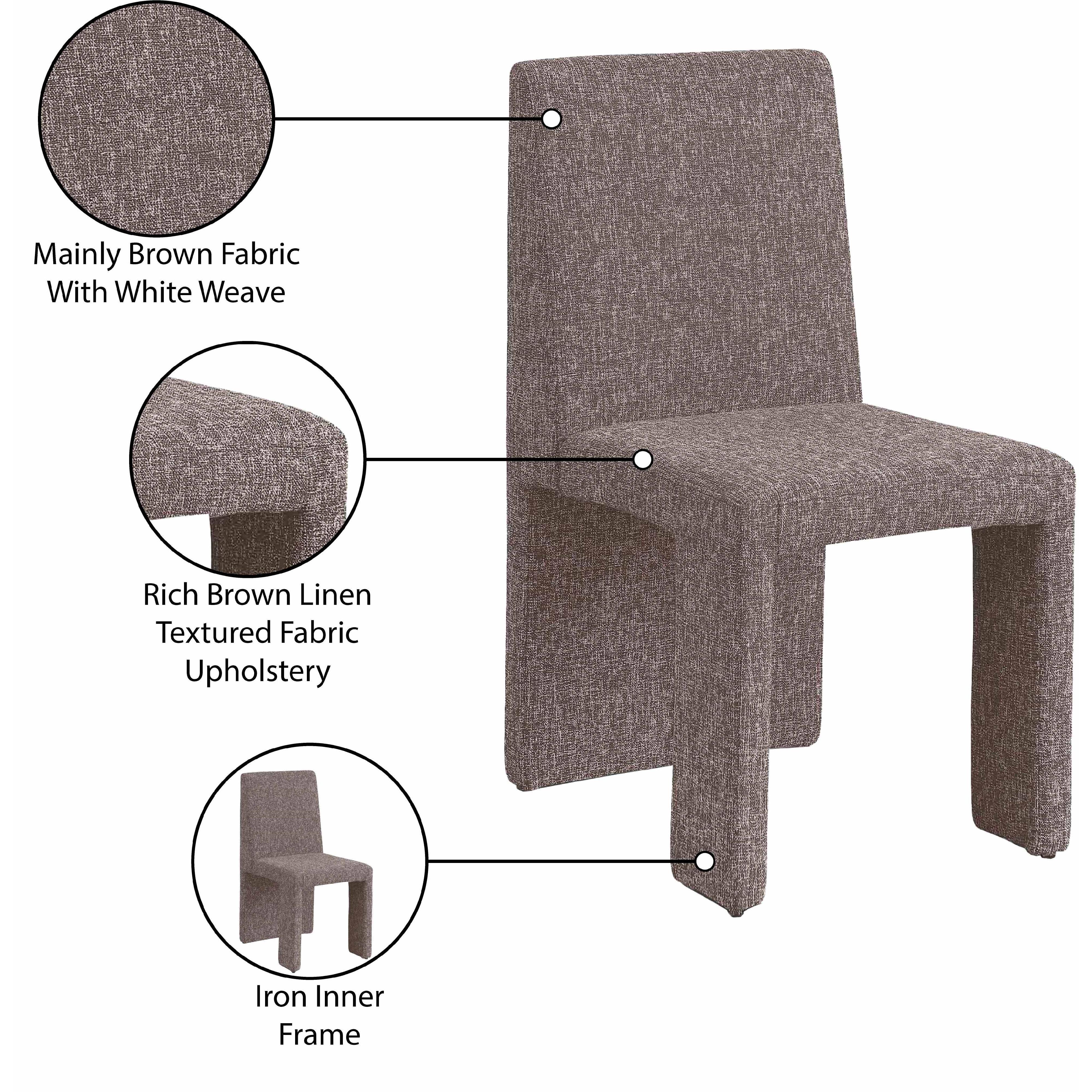 Meridian Benson Brown Linen Textured Fabric Dining Chair