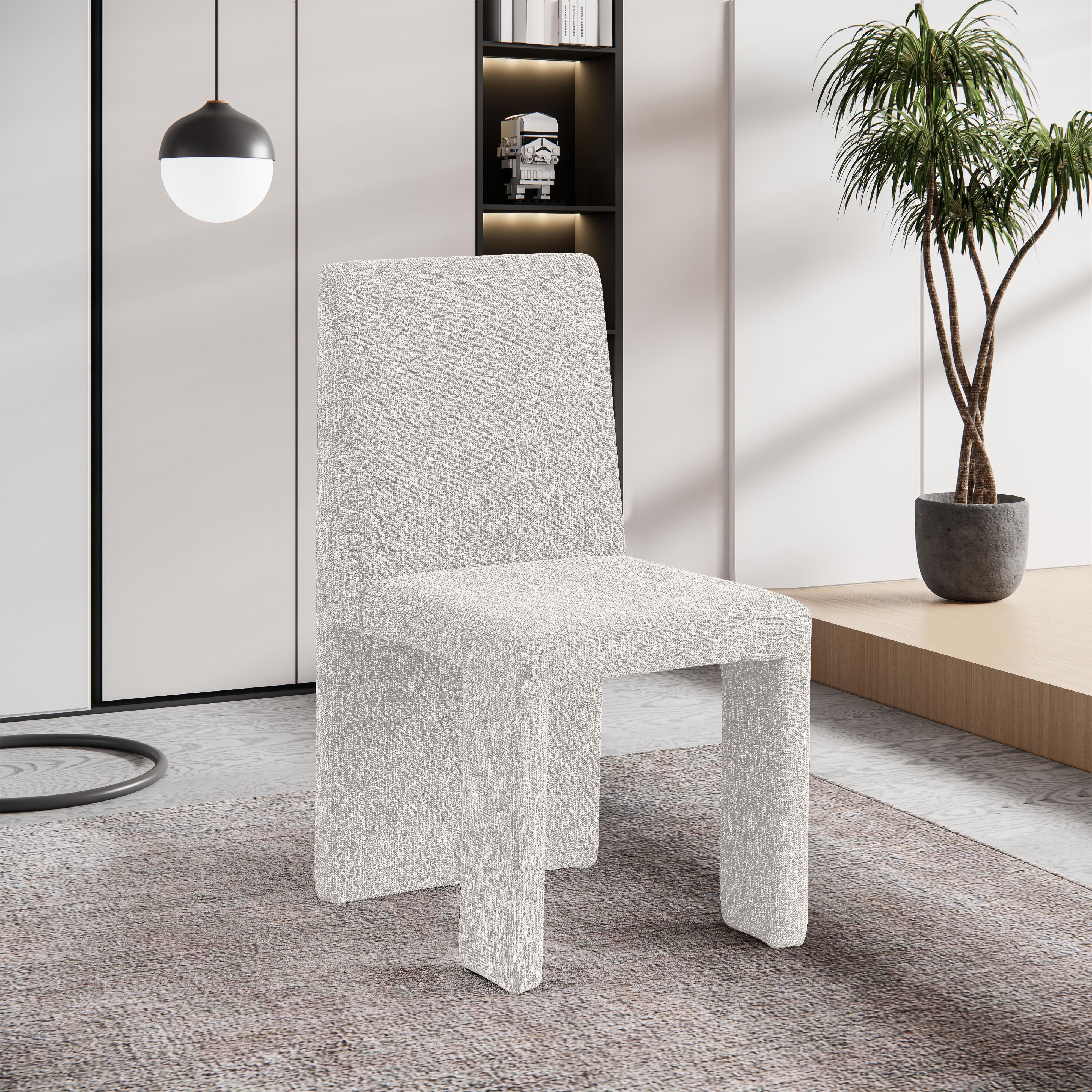 Meridian Benson Cream Linen Textured Fabric Dining Chair