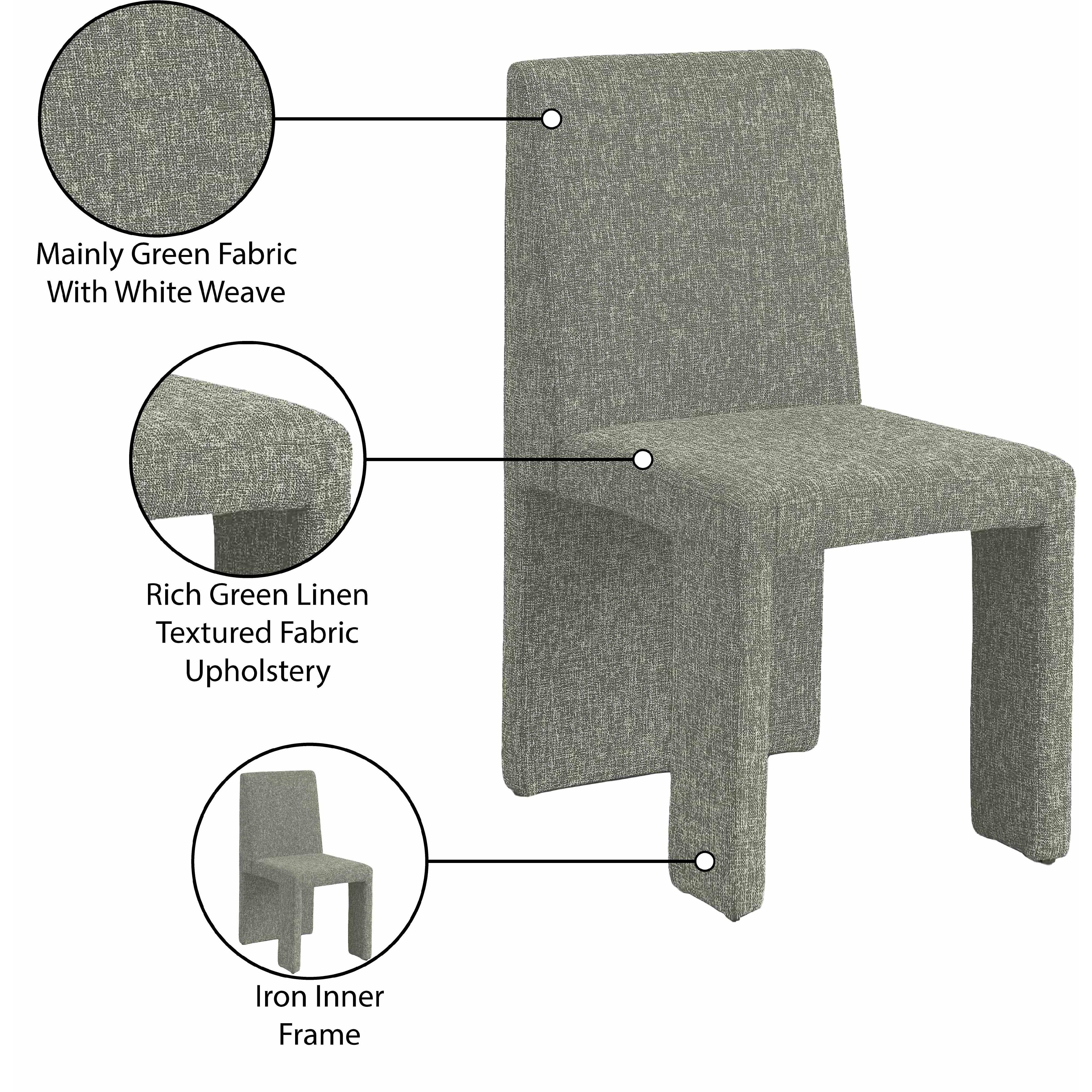 Meridian Benson Green Linen Textured Fabric Dining Chair