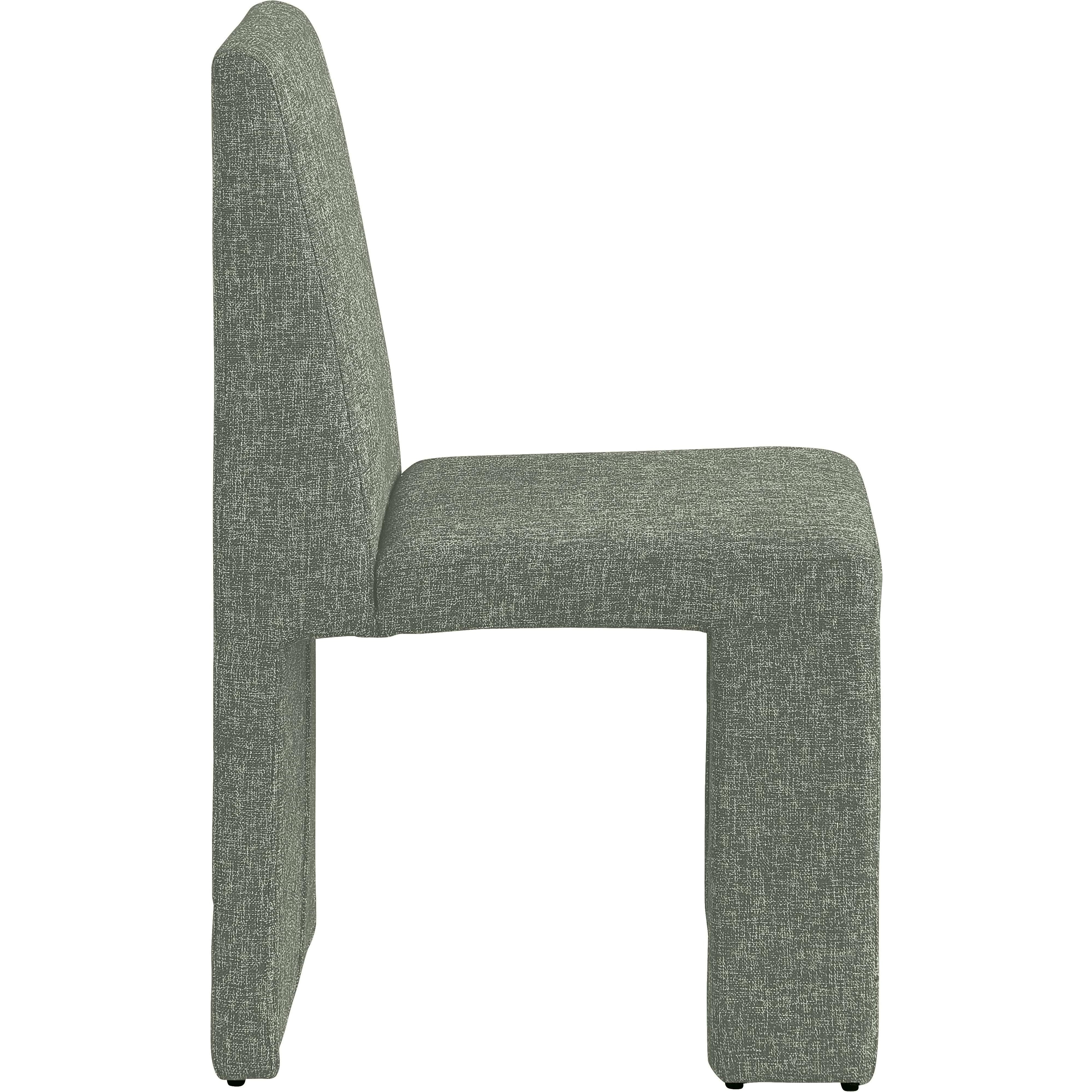 Meridian Benson Green Linen Textured Fabric Dining Chair