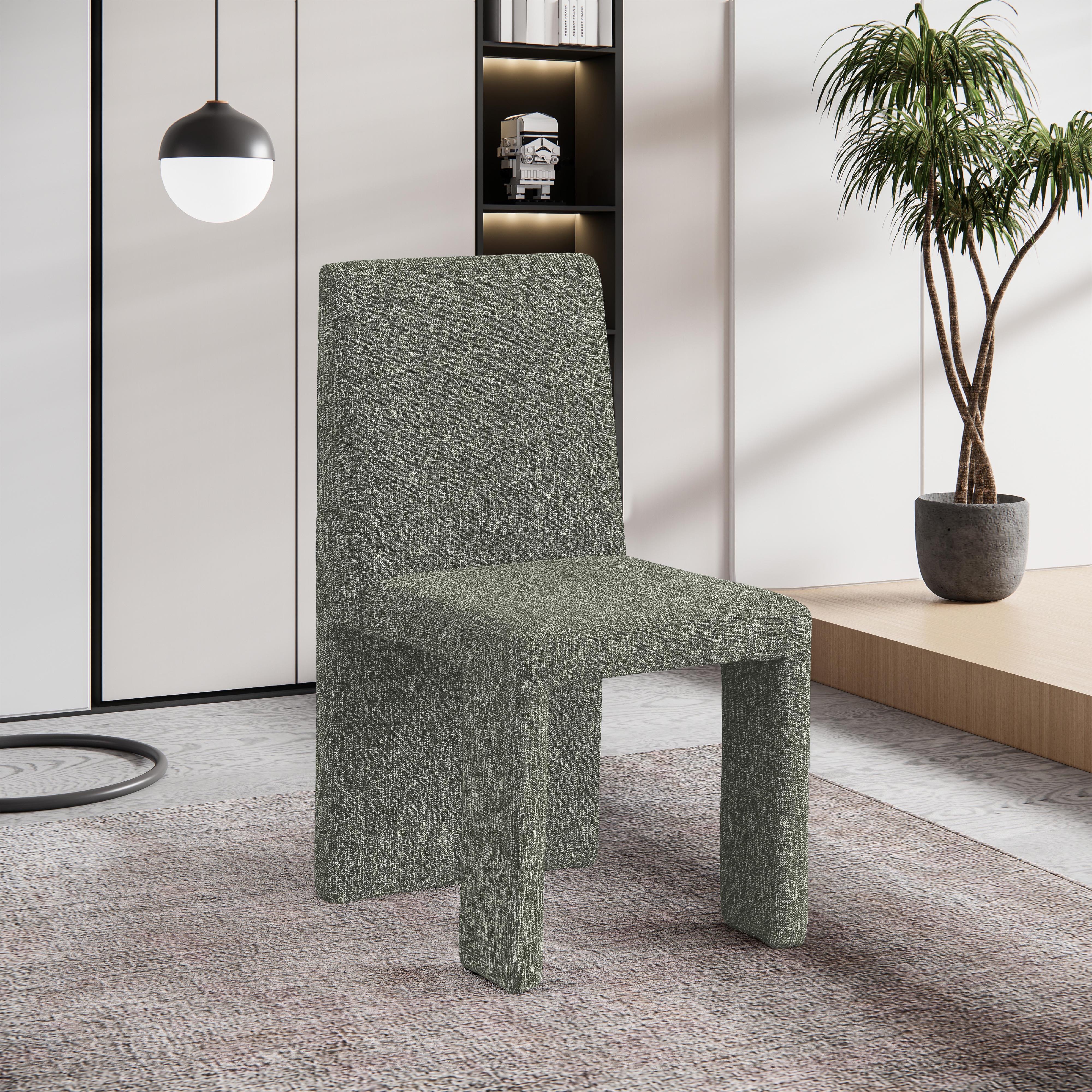 Meridian Benson Green Linen Textured Fabric Dining Chair