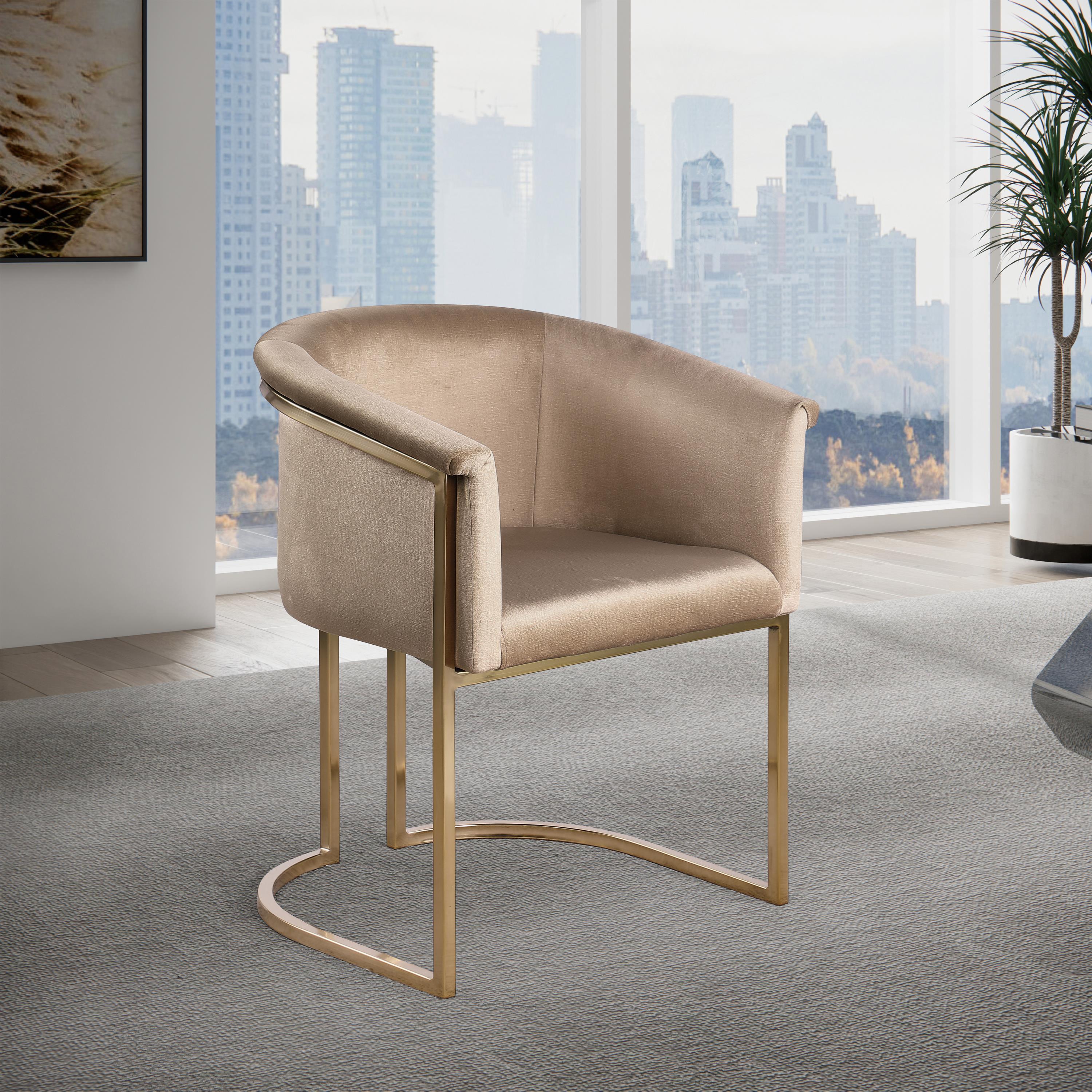 Meridian Tierra Beige Velvet Dining Chair