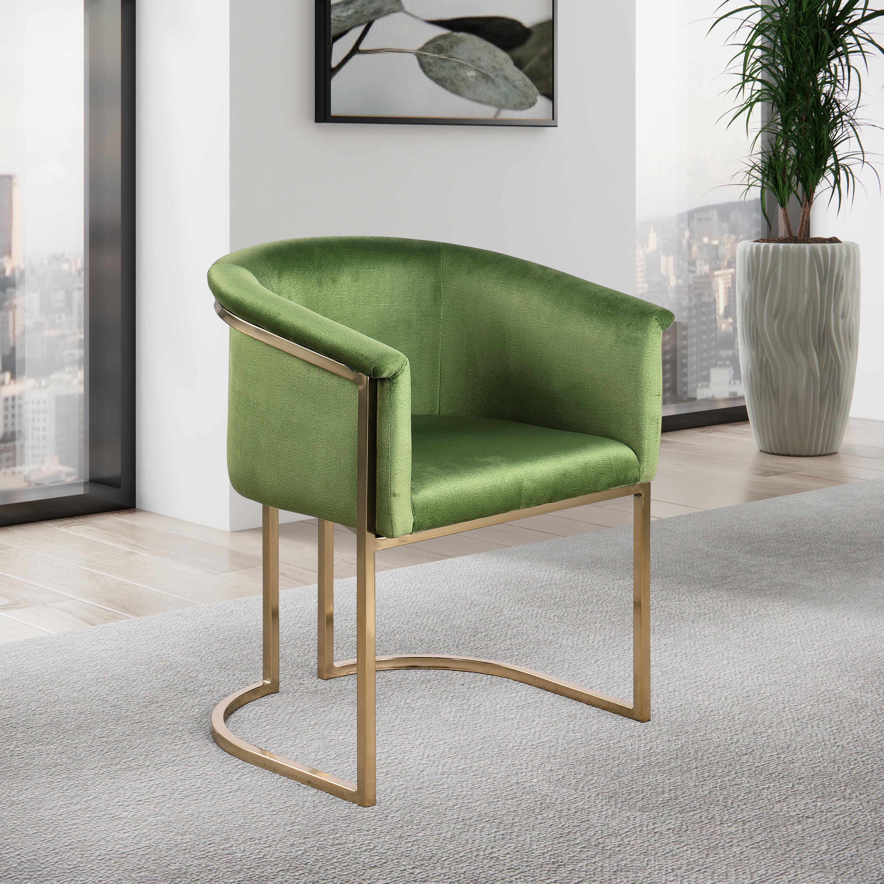 Meridian Tierra Olive Velvet Dining Chair