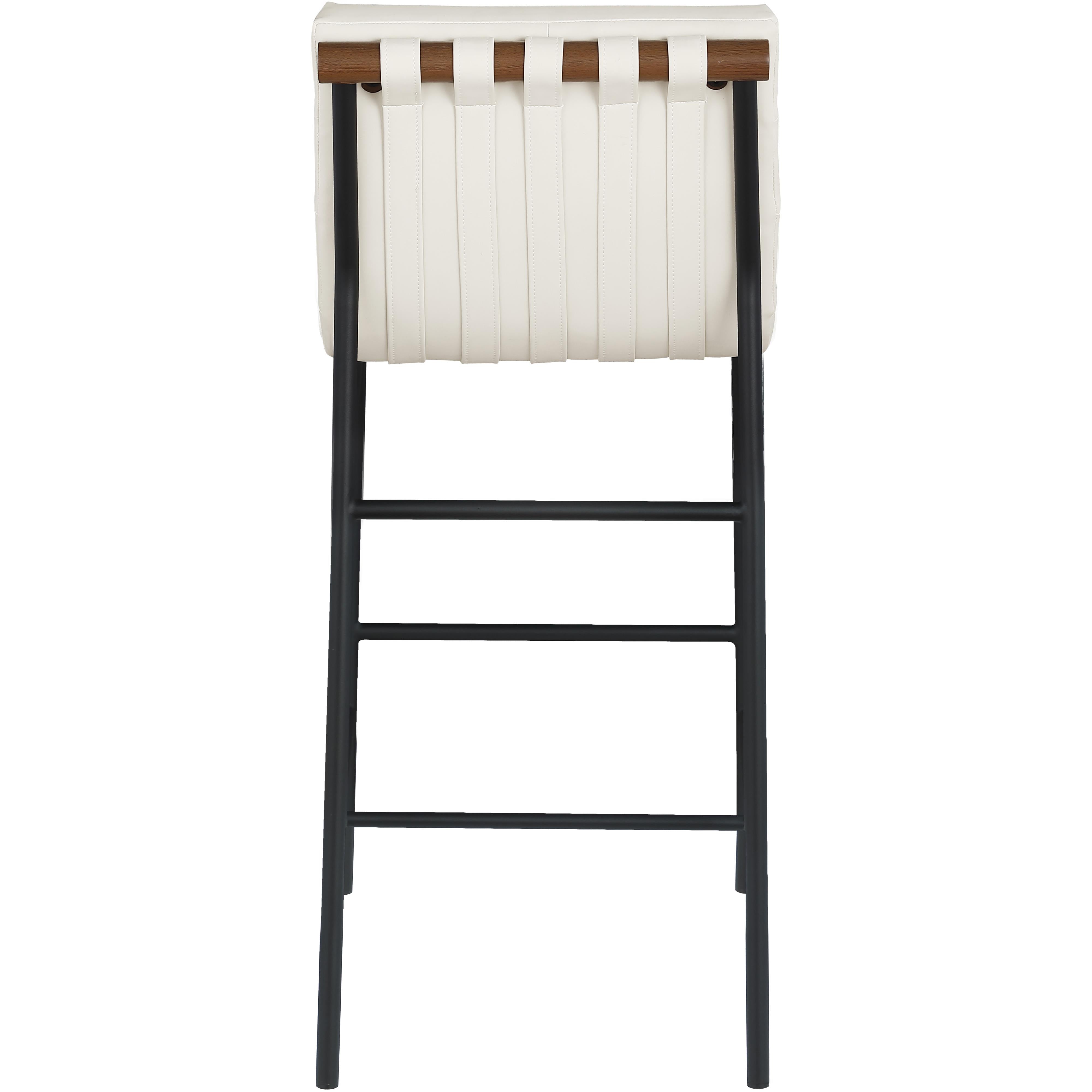 Meridian Burke Cream Vegan Leather Bar Stool