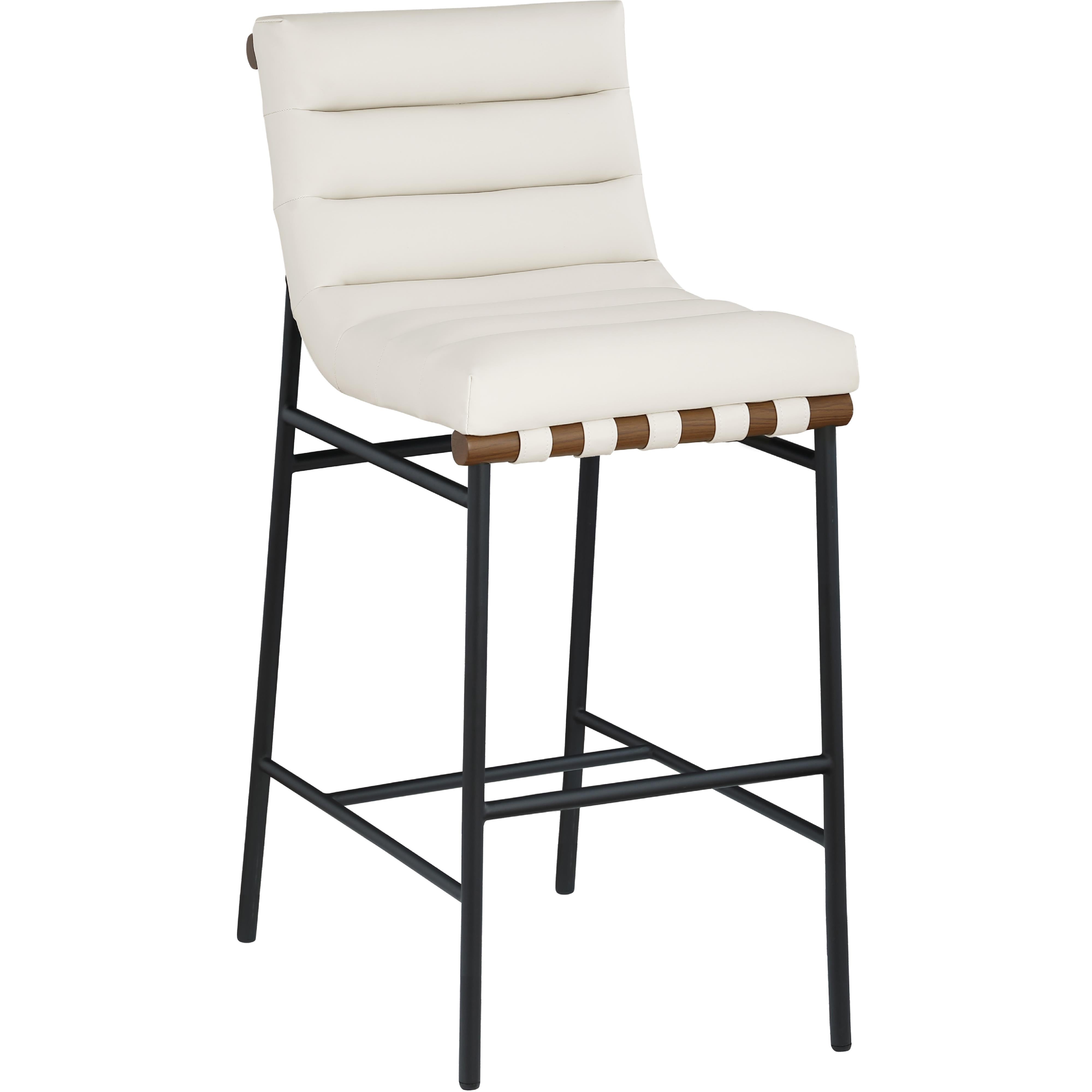 Meridian Burke Cream Vegan Leather Bar Stool