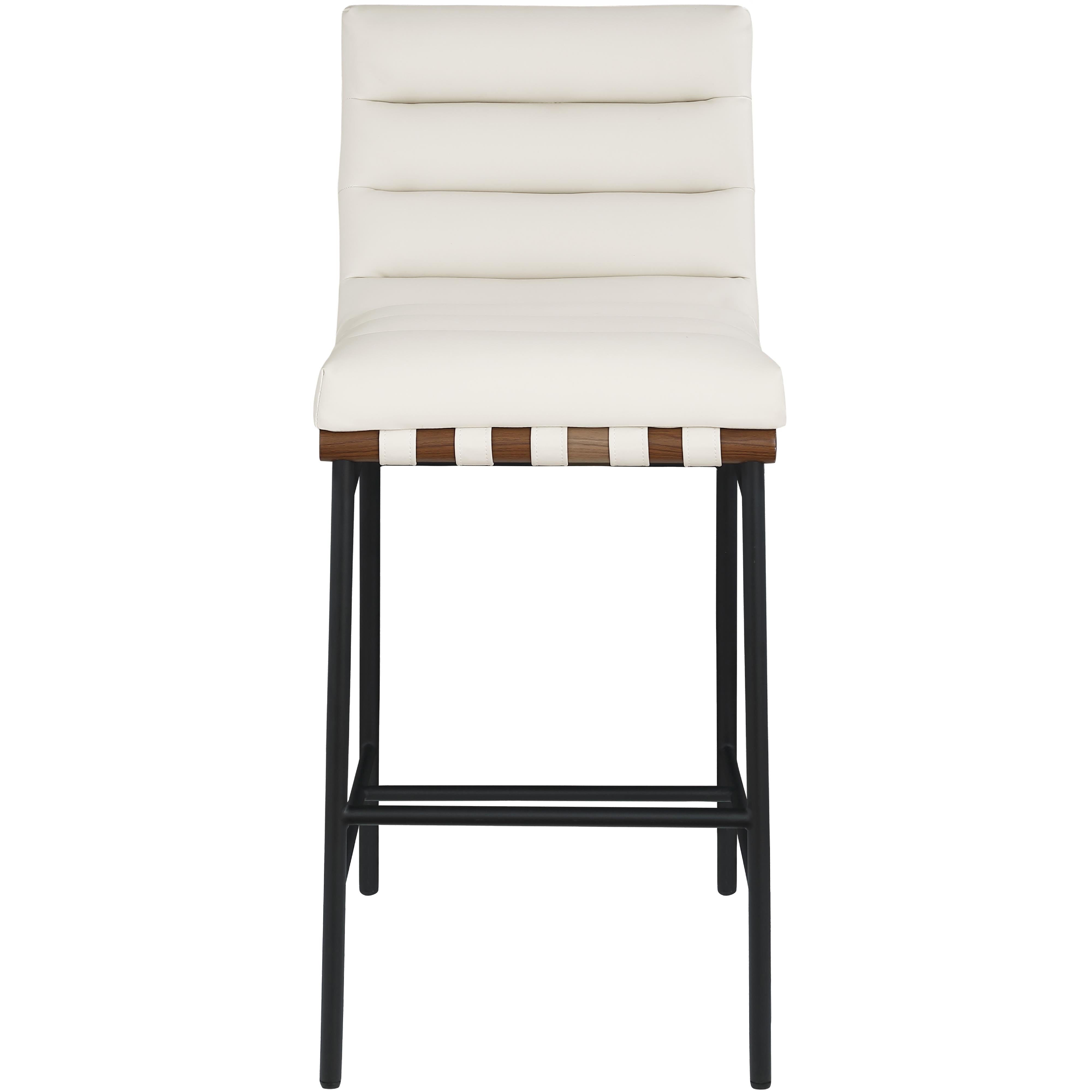 Meridian Burke Cream Vegan Leather Bar Stool