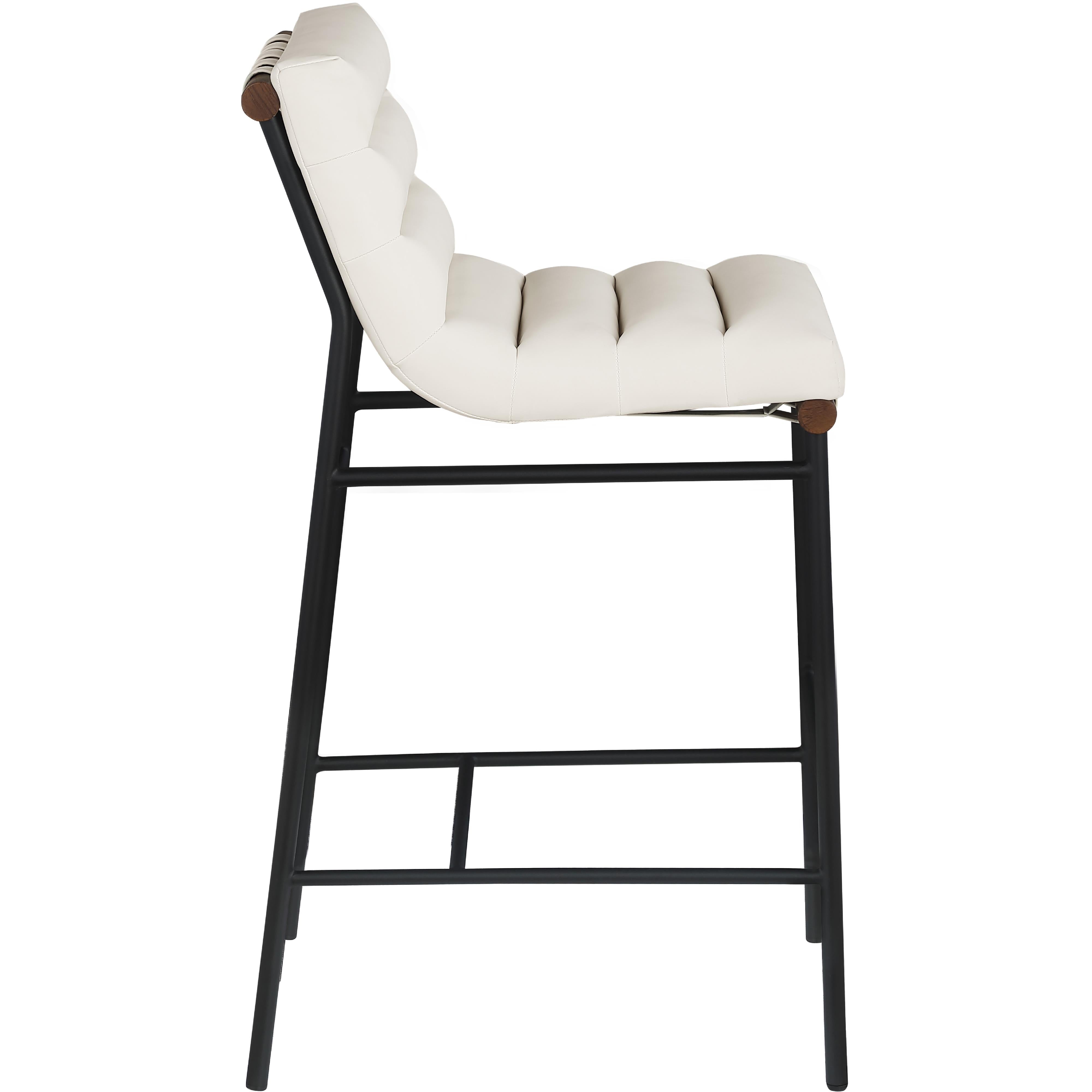 Meridian Burke Cream Vegan Leather Bar Stool