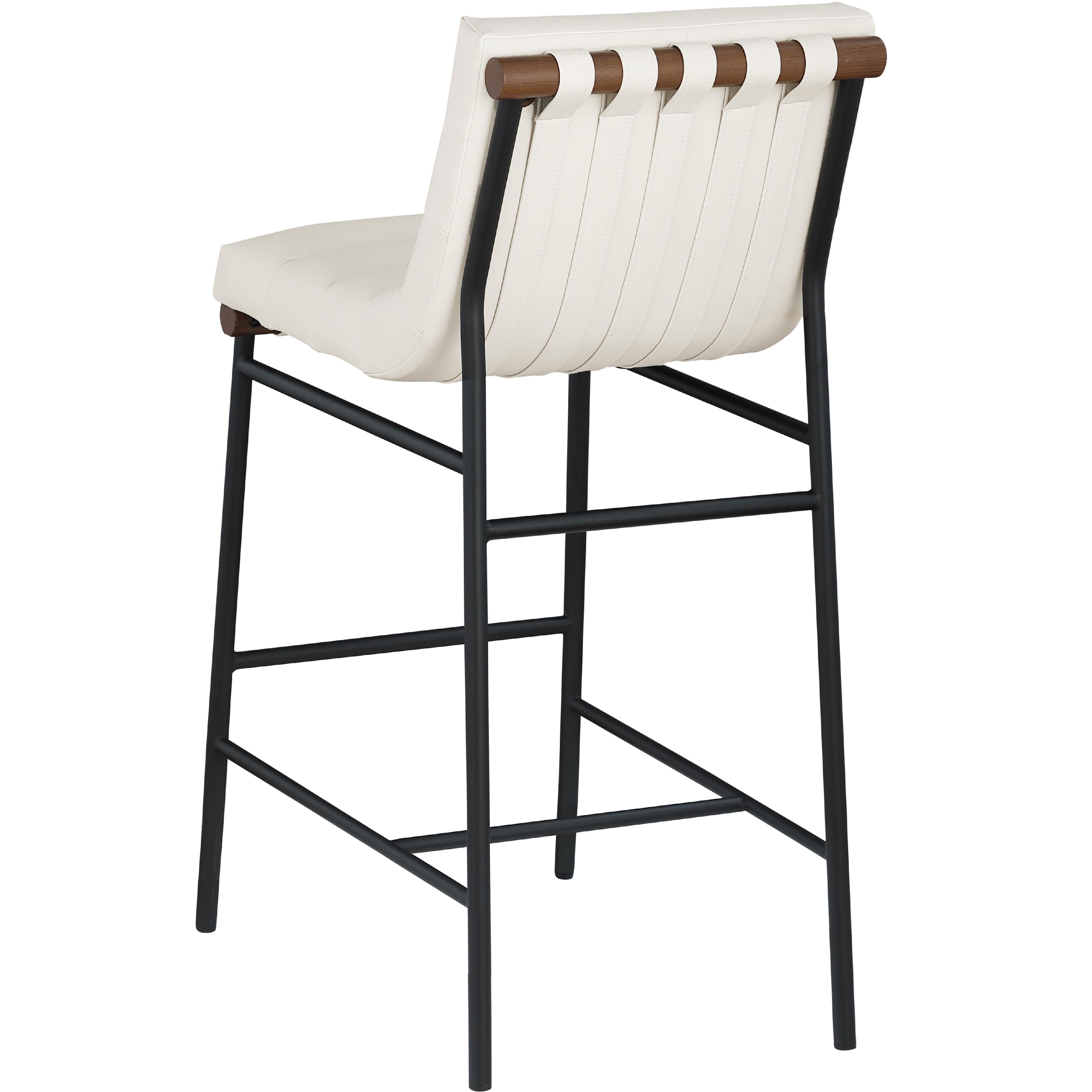 Meridian Burke Cream Vegan Leather Bar Stool