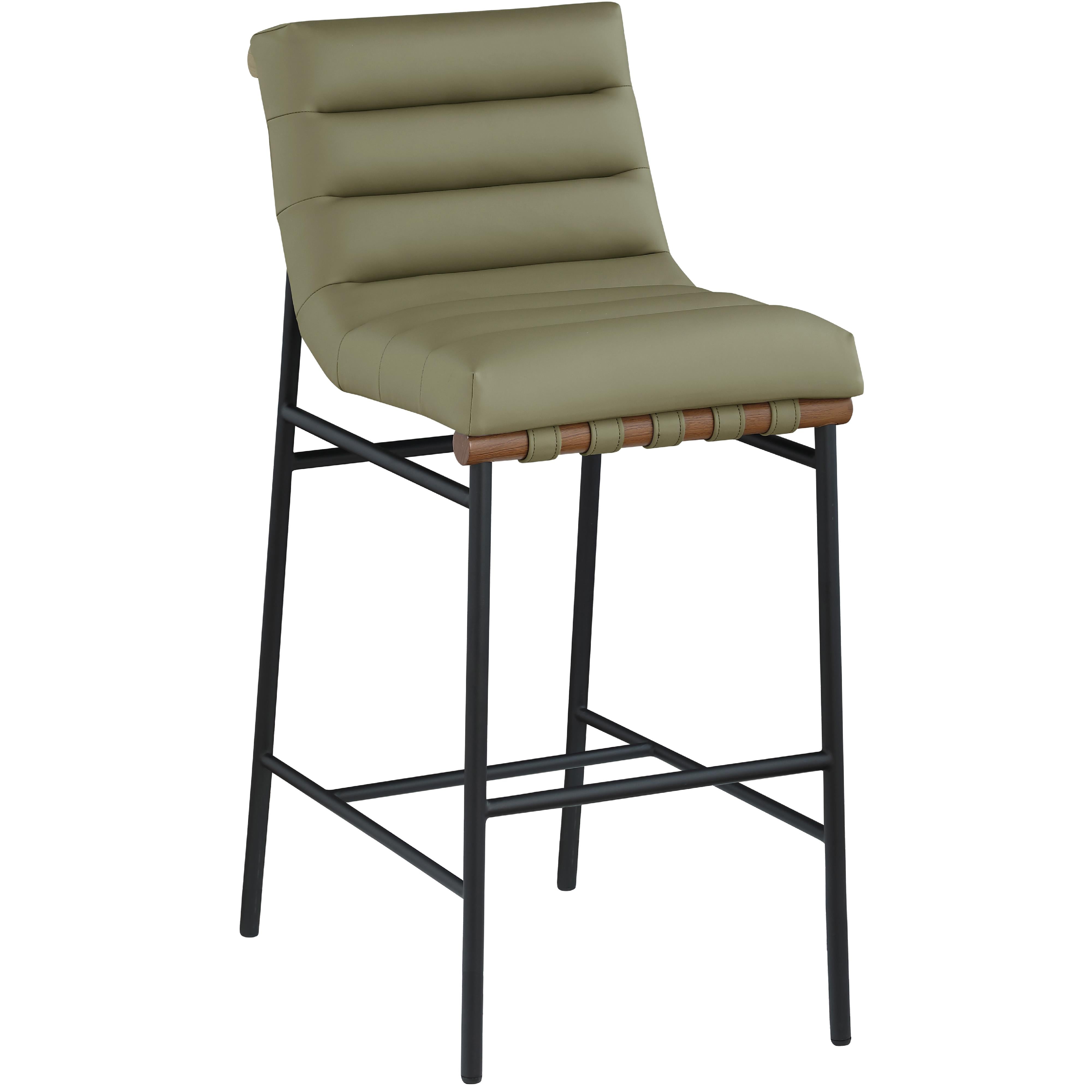 Meridian Burke Olive Green Vegan Leather Bar Stool