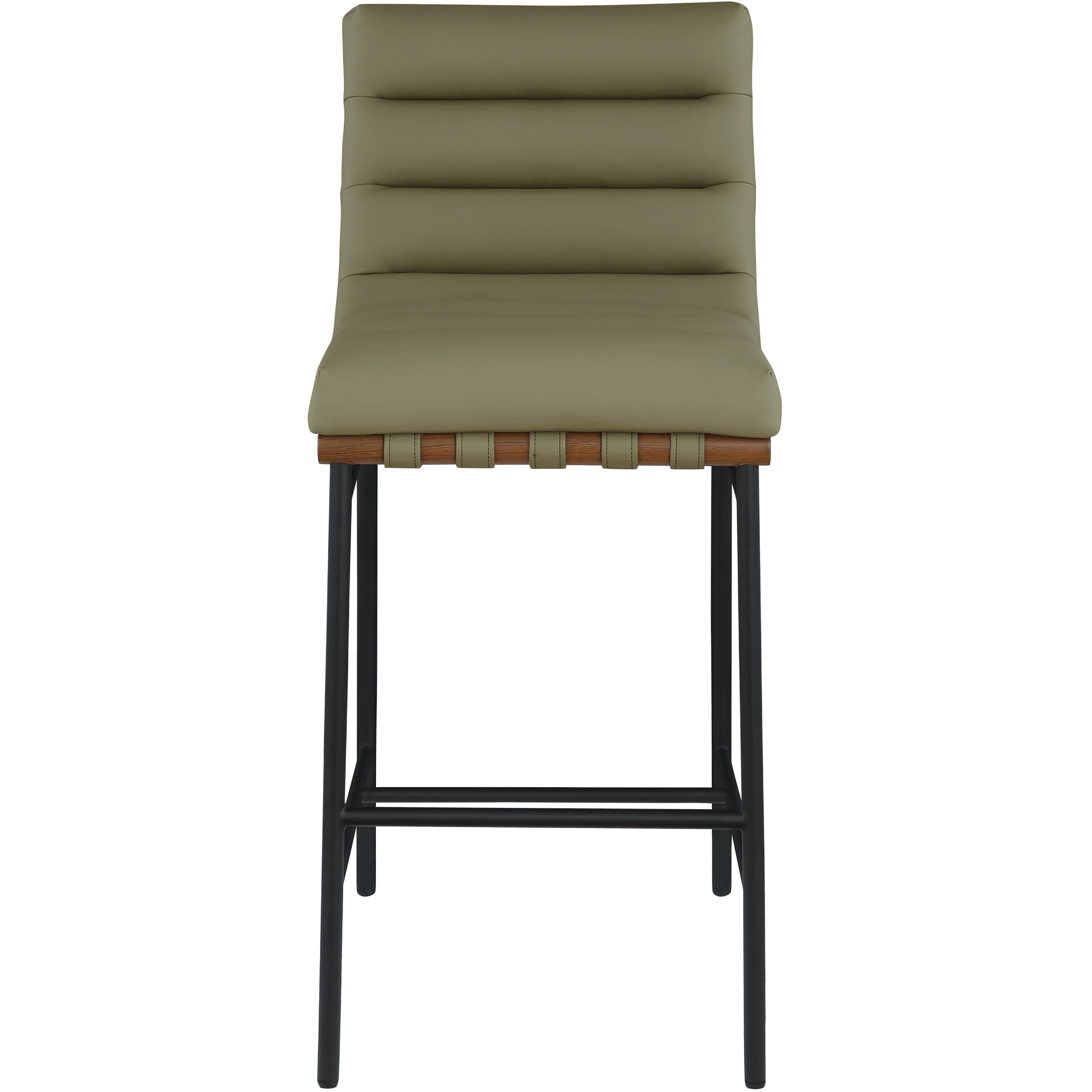 Meridian Burke Olive Green Vegan Leather Bar Stool