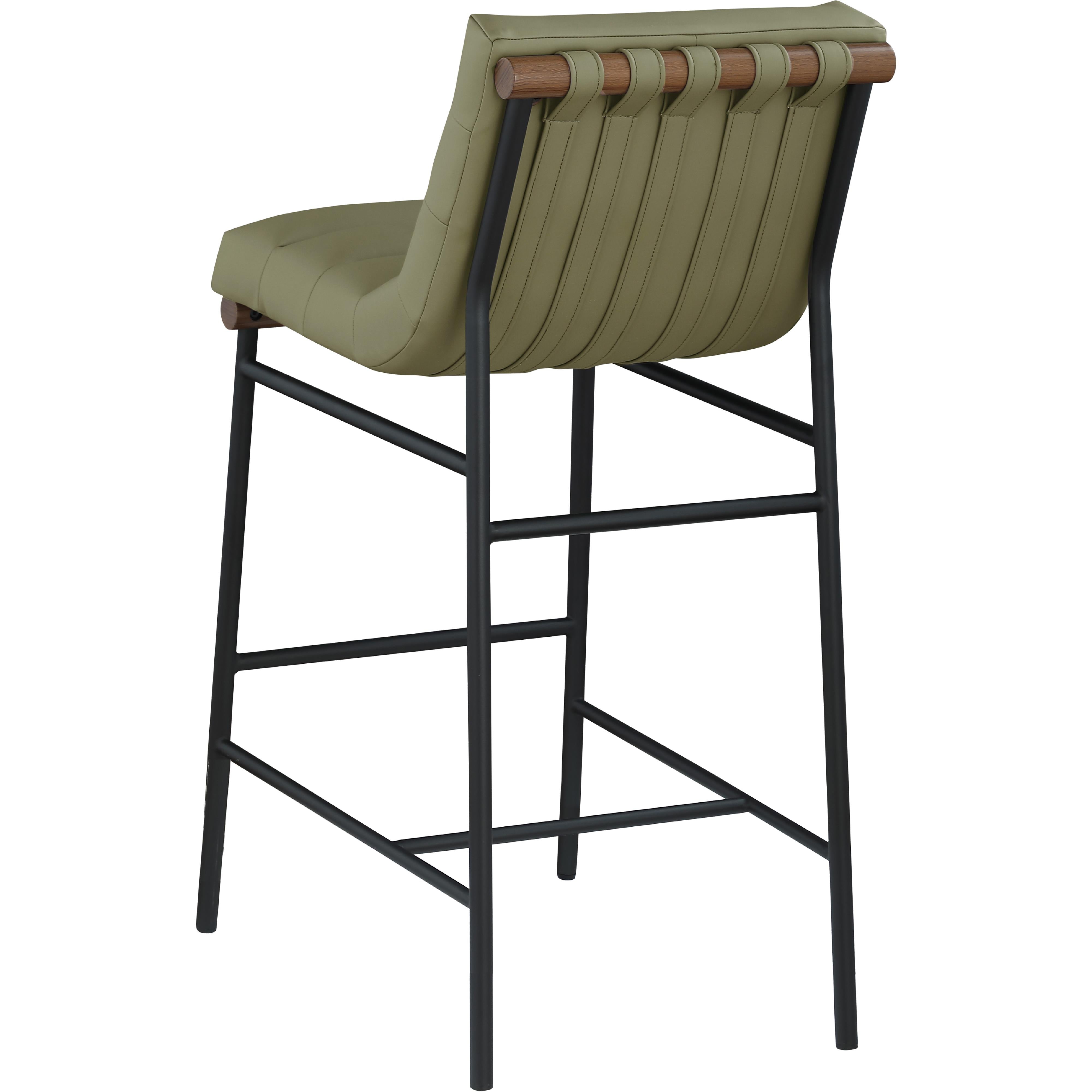 Meridian Burke Olive Green Vegan Leather Bar Stool