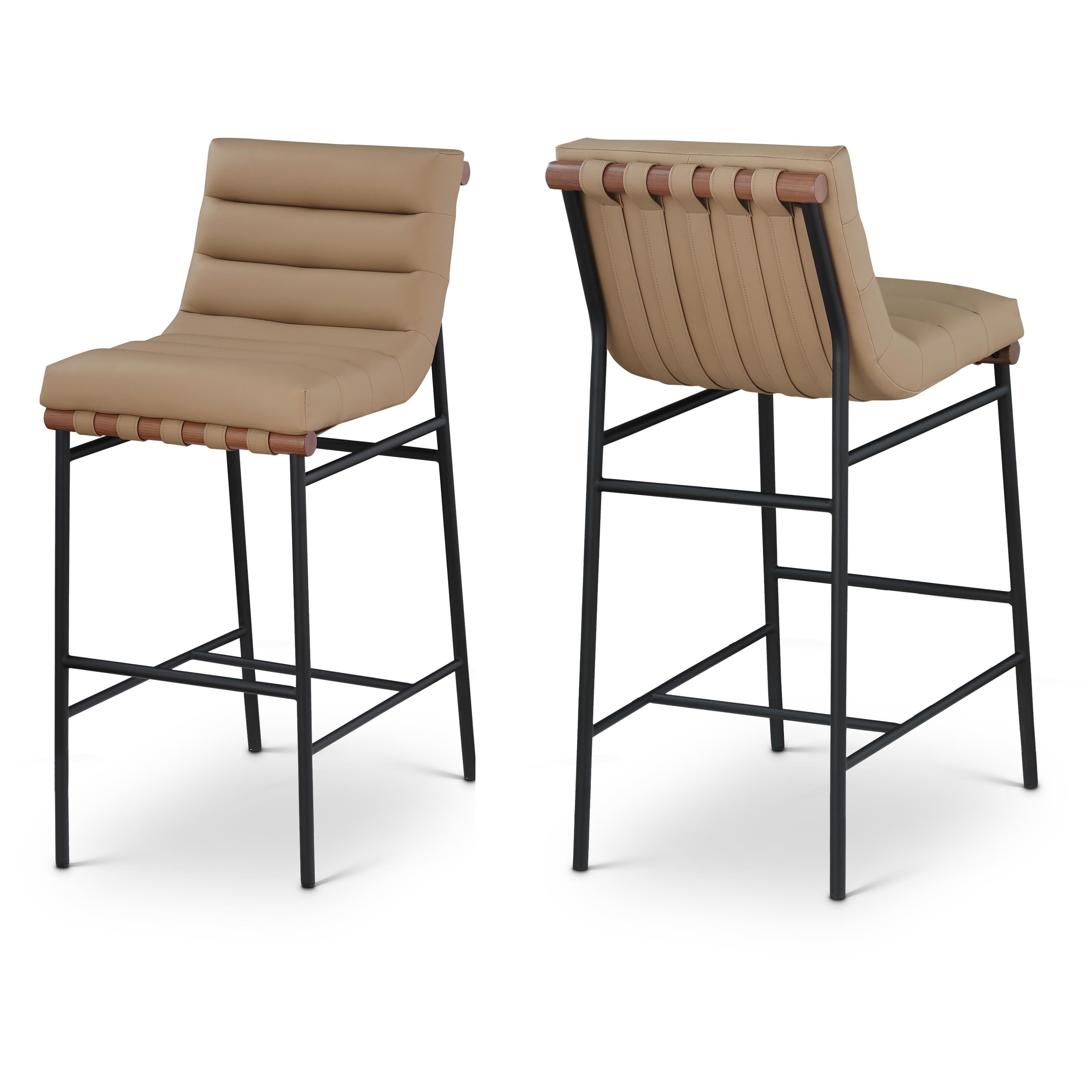 Meridian Burke Tan Vegan Leather Bar Stool