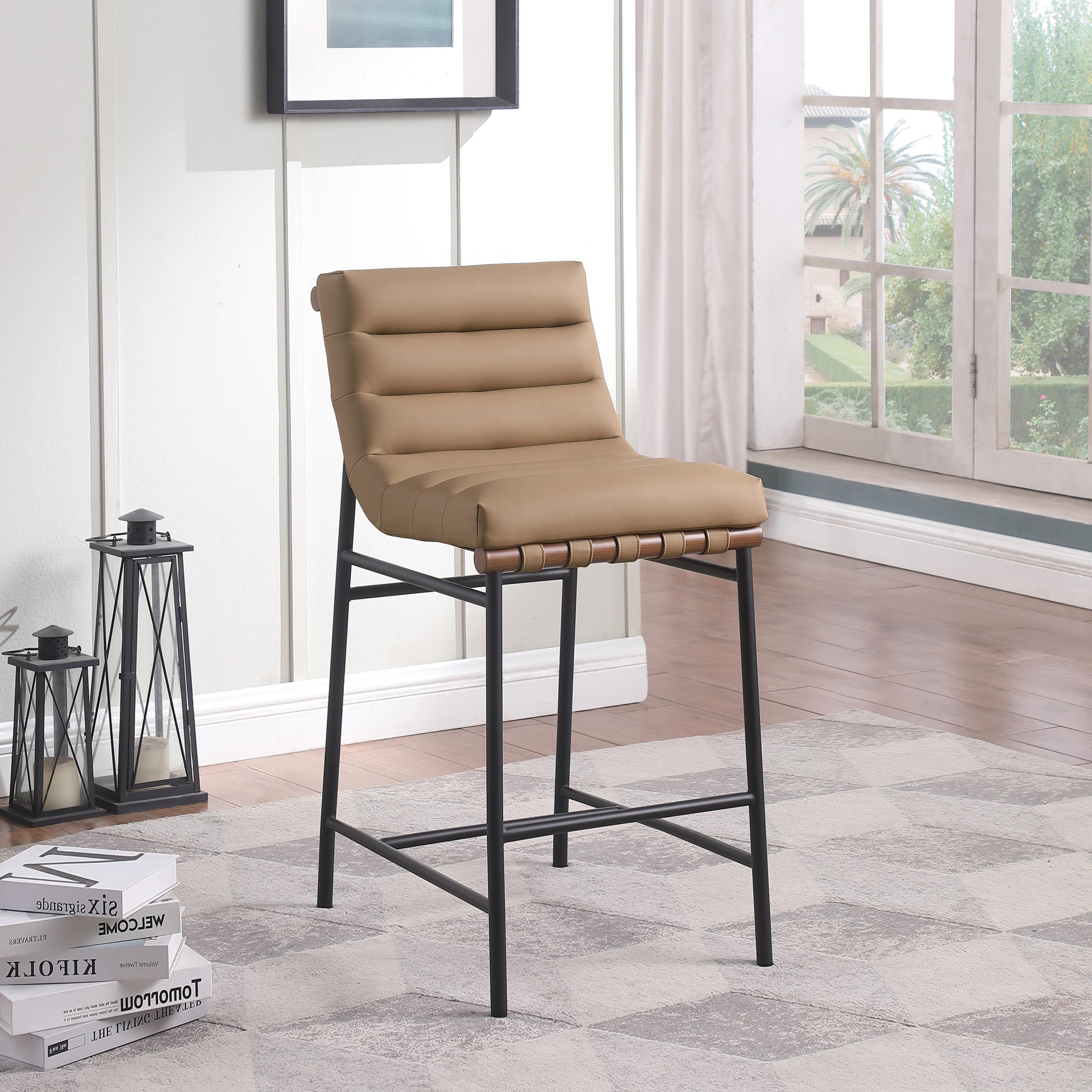 Meridian Burke Tan Vegan Leather Bar Stool