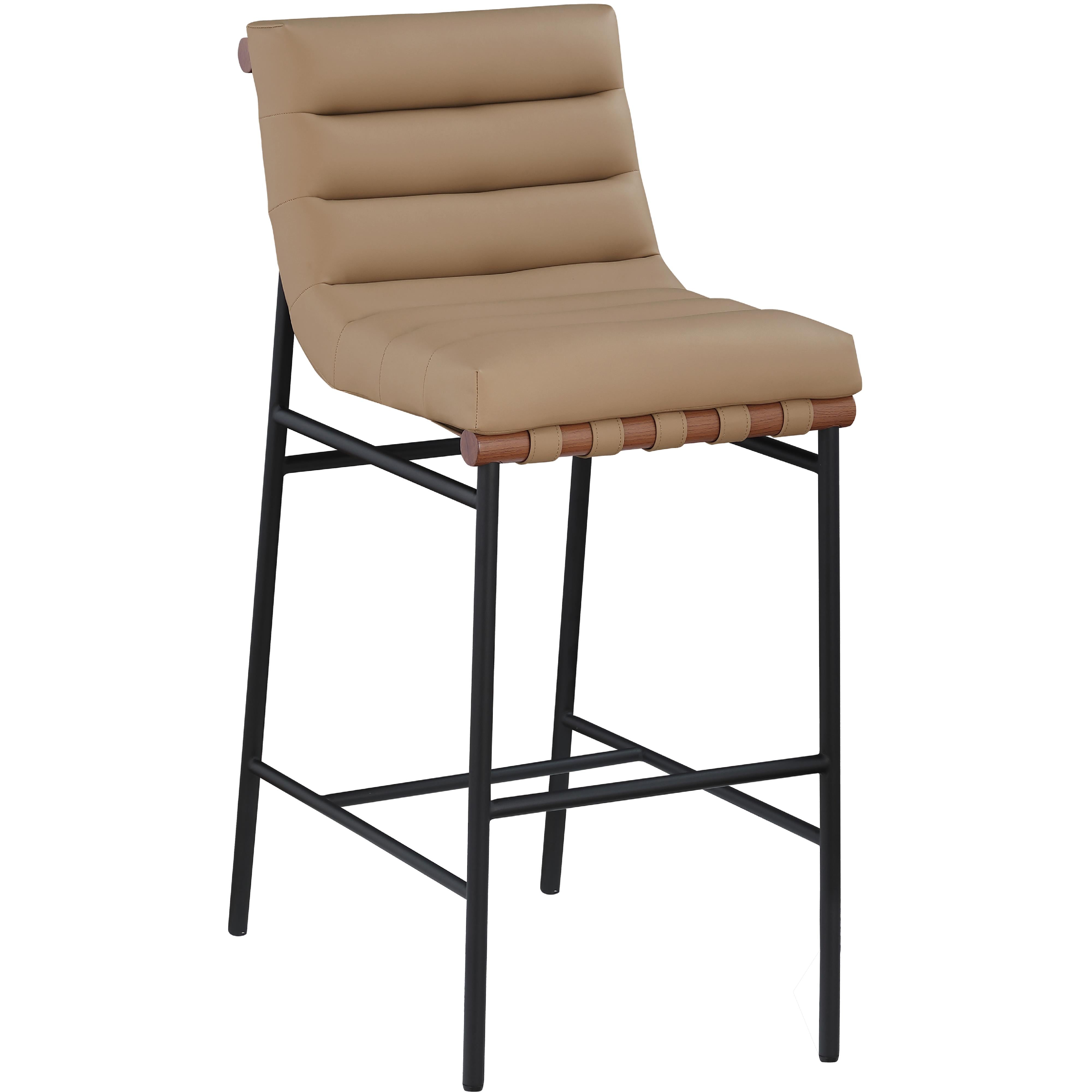 Meridian Burke Tan Vegan Leather Bar Stool