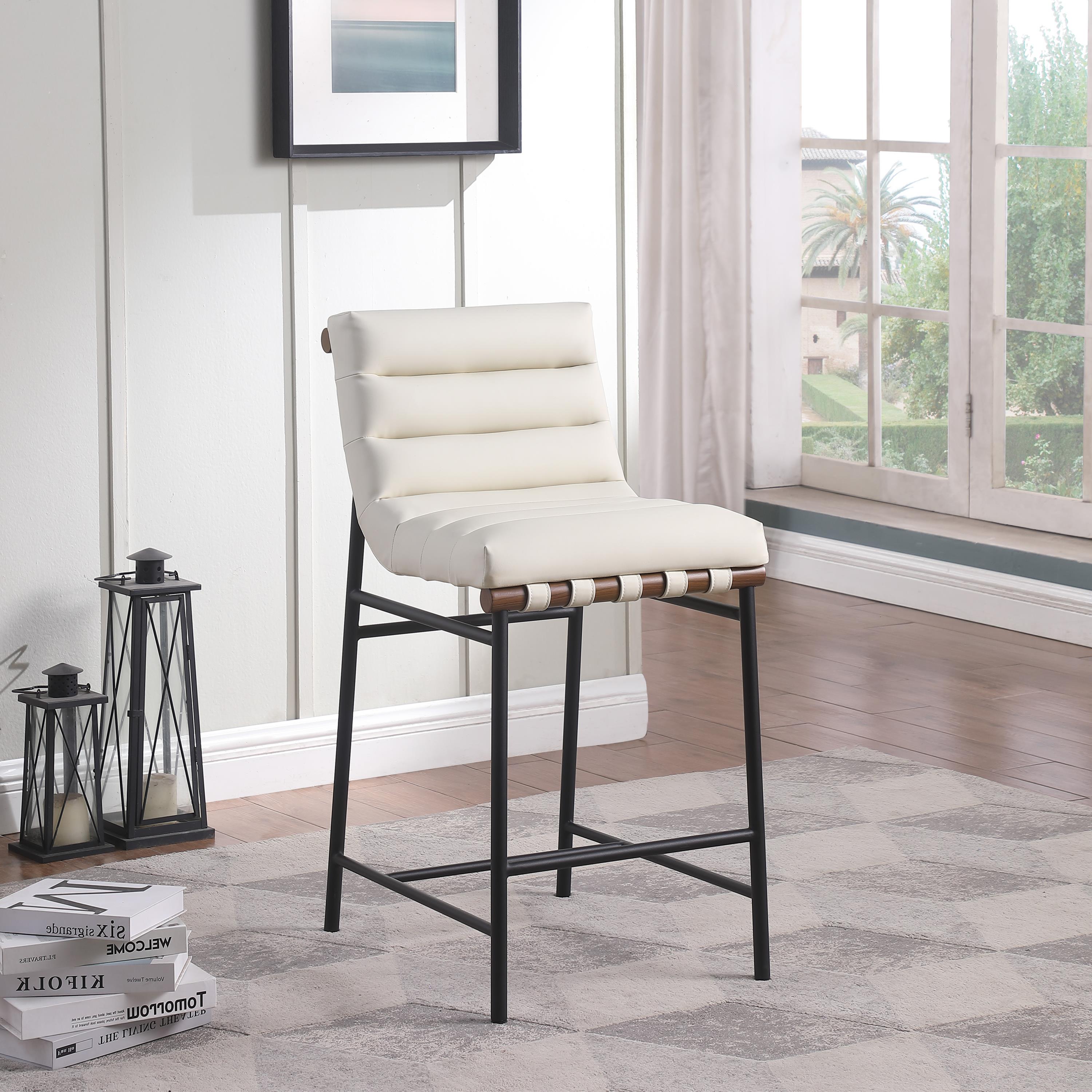 Meridian Burke Cream Vegan Leather Counter Stool