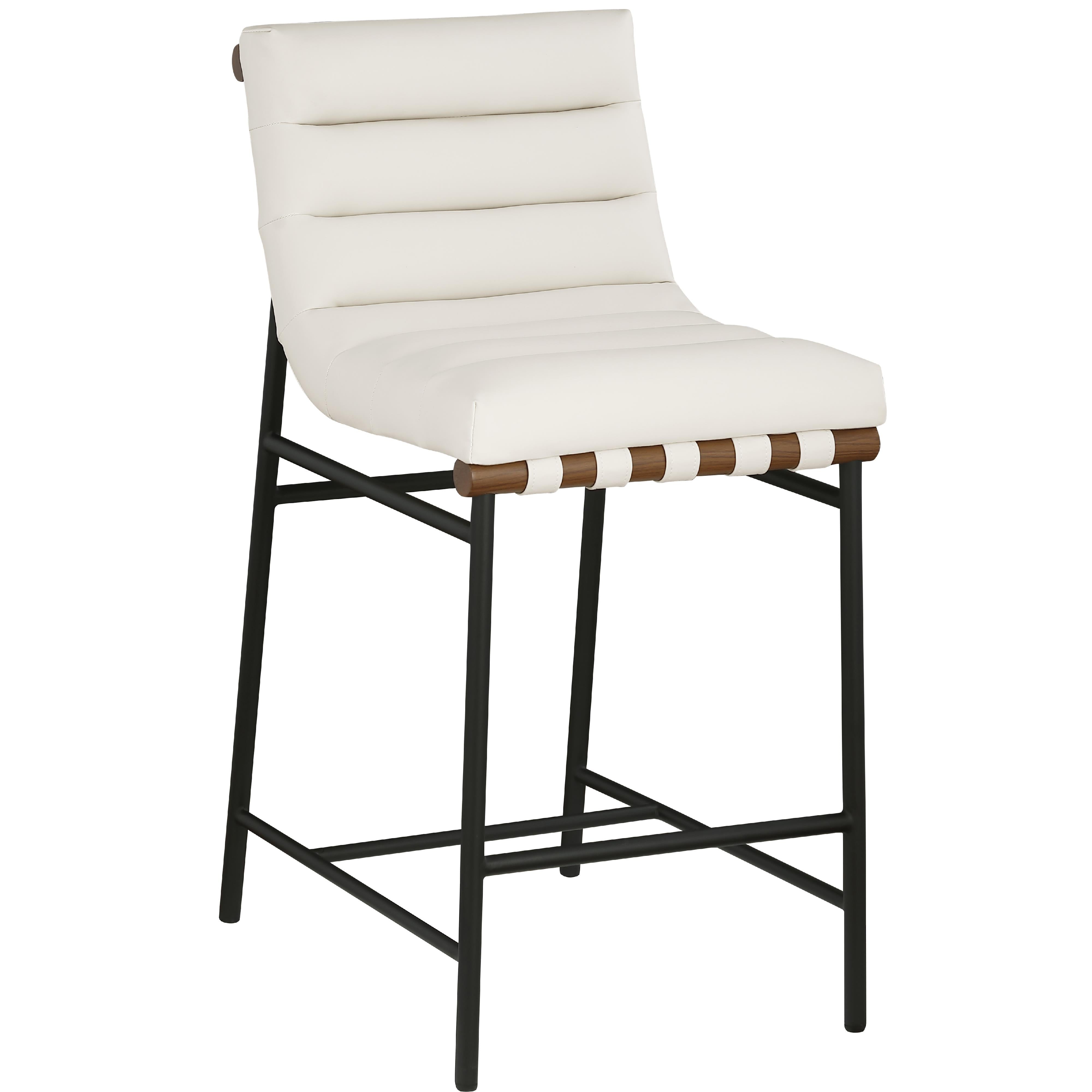 Meridian Burke Cream Vegan Leather Counter Stool