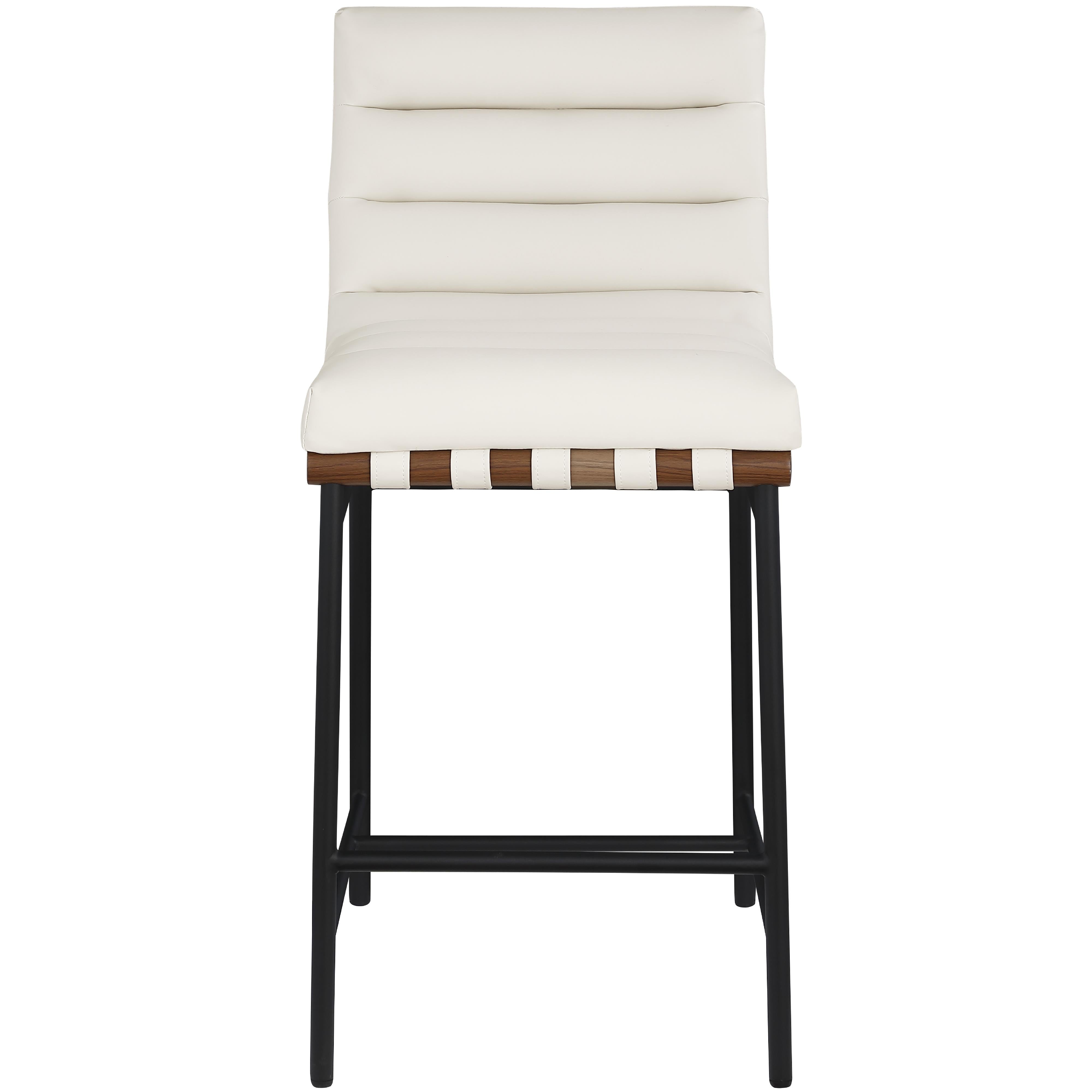 Meridian Burke Cream Vegan Leather Counter Stool