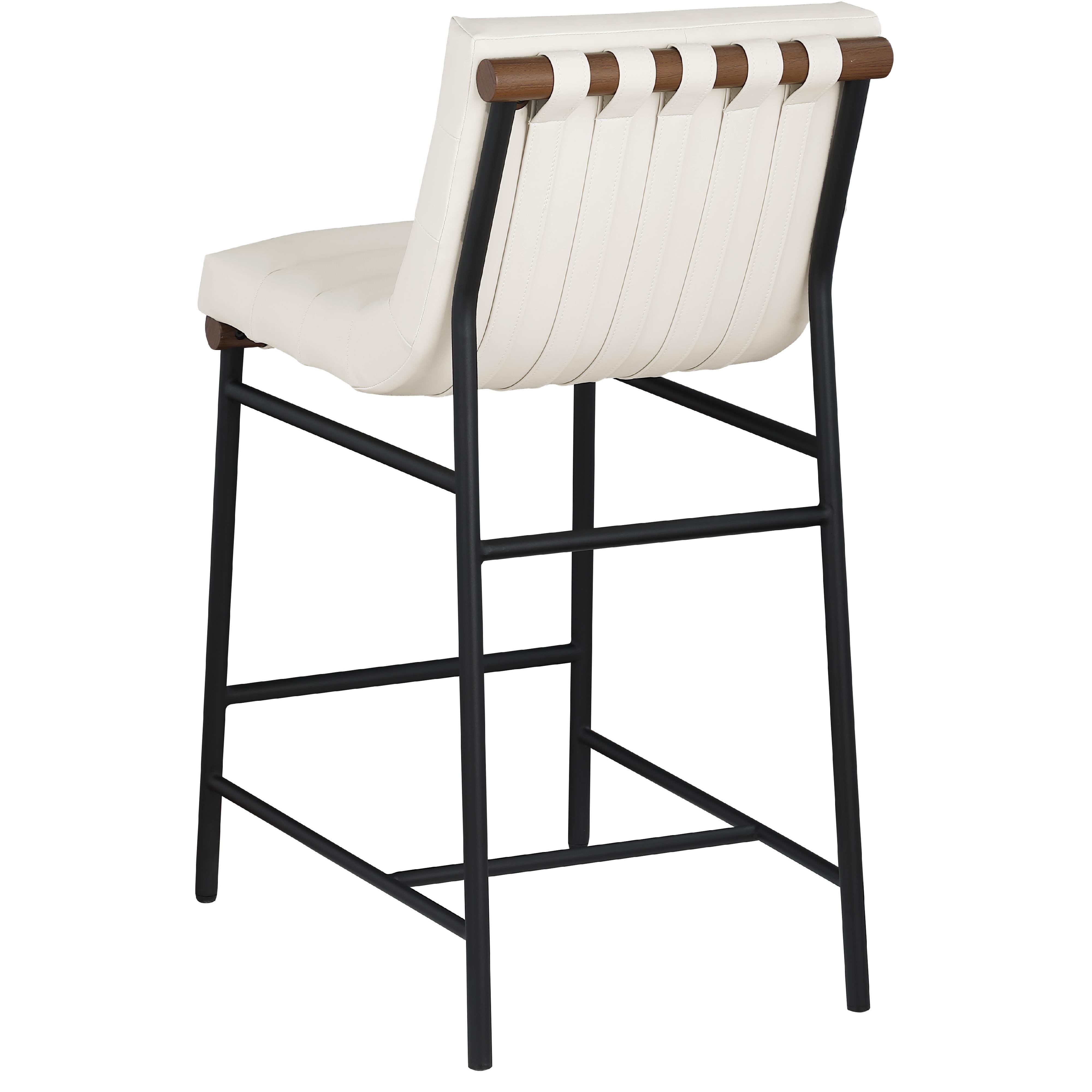 Meridian Burke Cream Vegan Leather Counter Stool