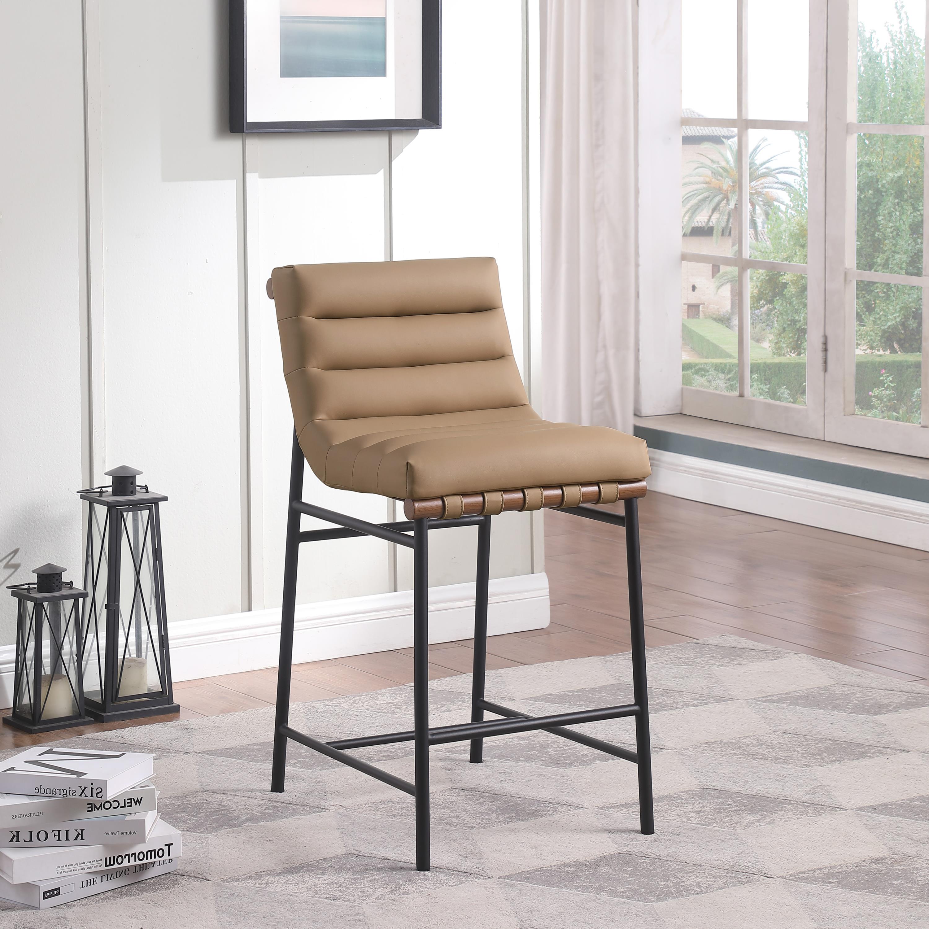 Meridian Burke Tan Vegan Leather Counter Stool