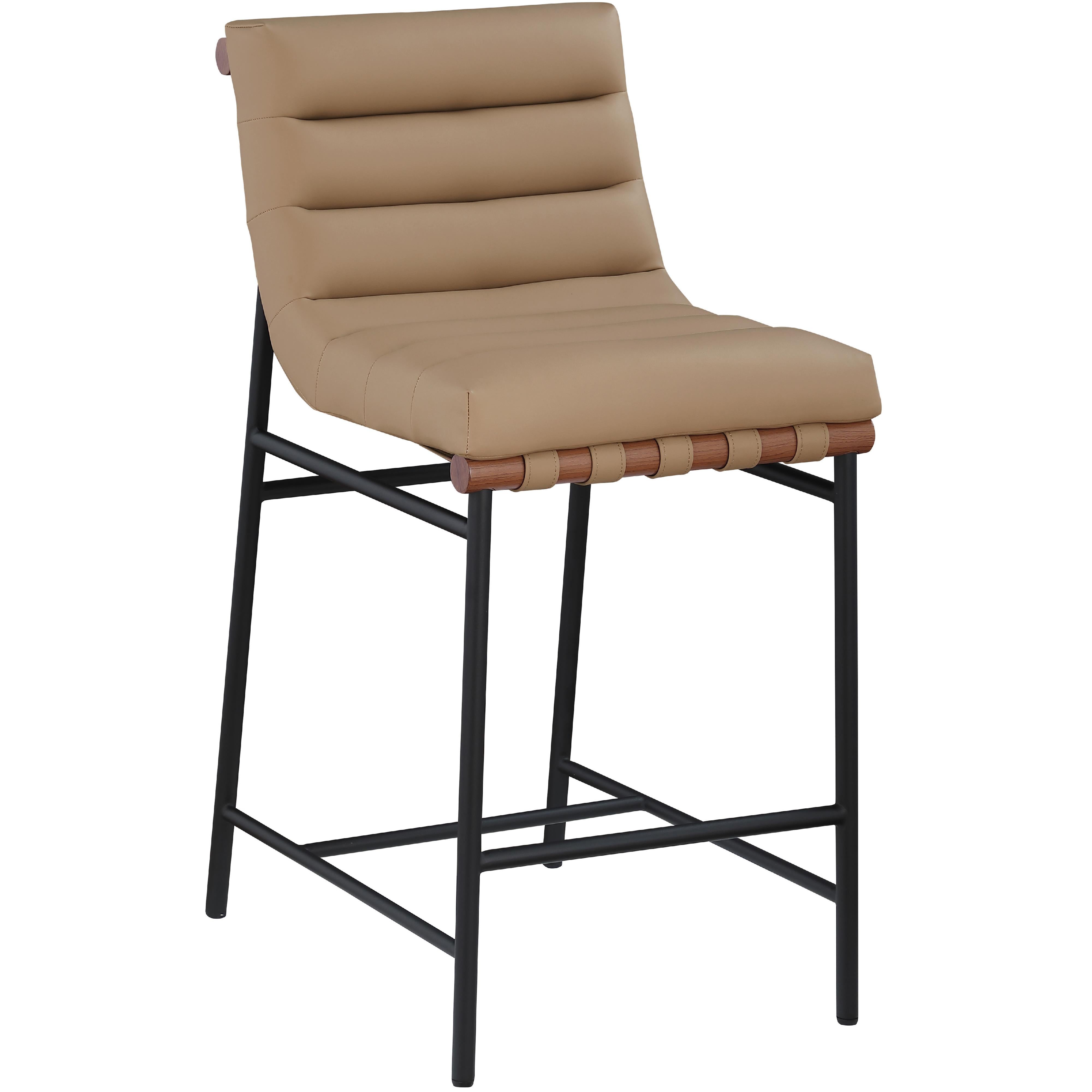 Meridian Burke Tan Vegan Leather Counter Stool