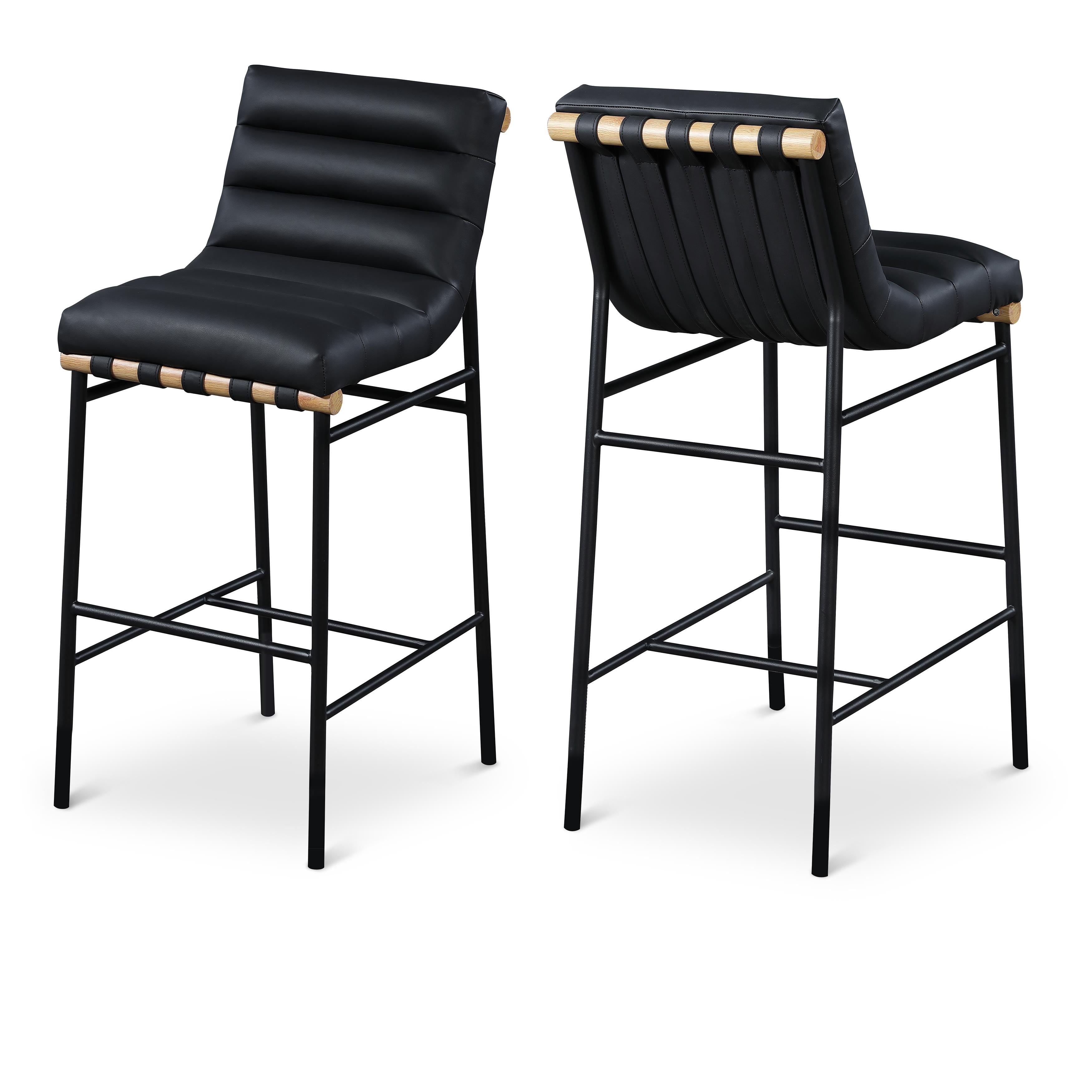 Meridian Burke Black Vegan Leather Bar Stool