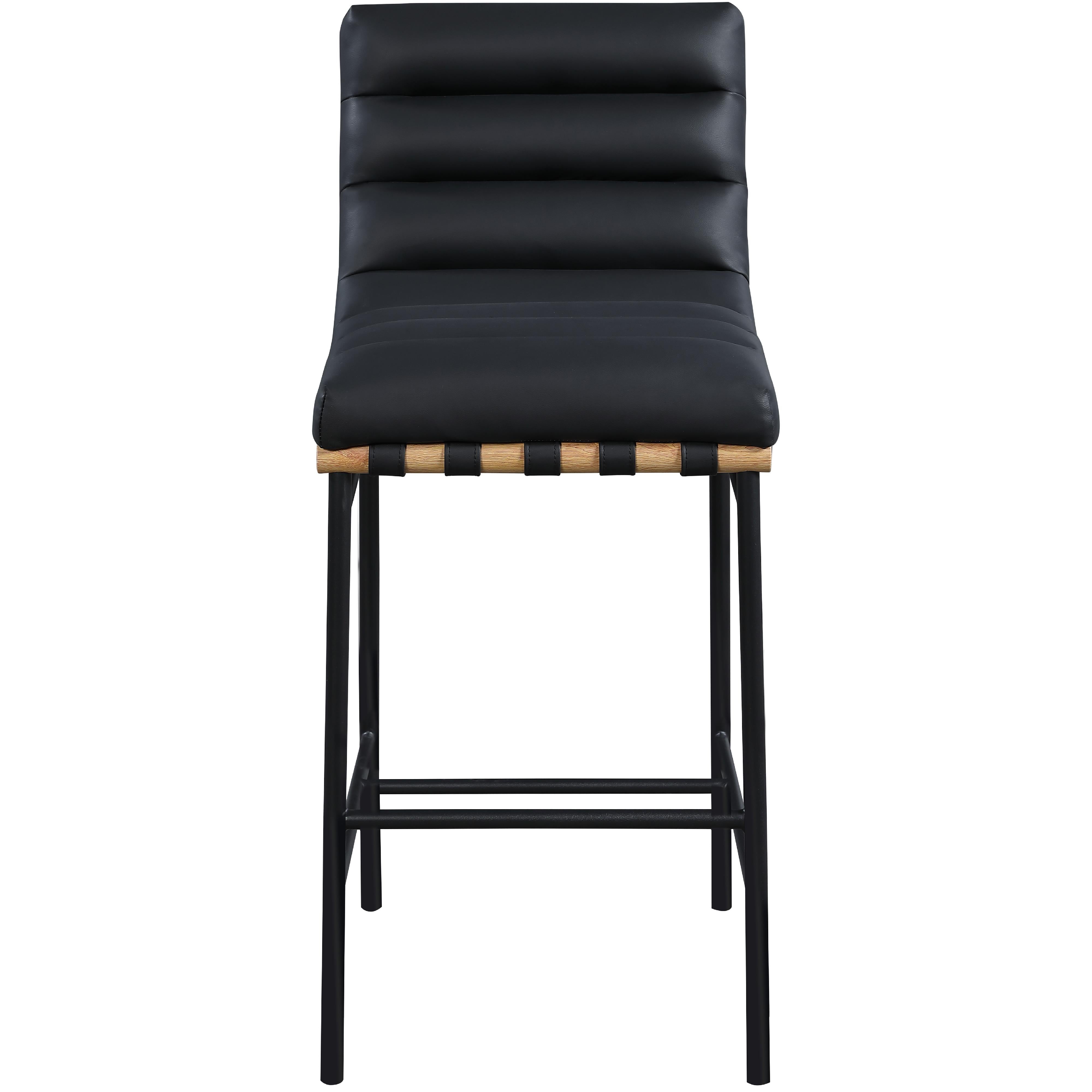 Meridian Burke Black Vegan Leather Bar Stool