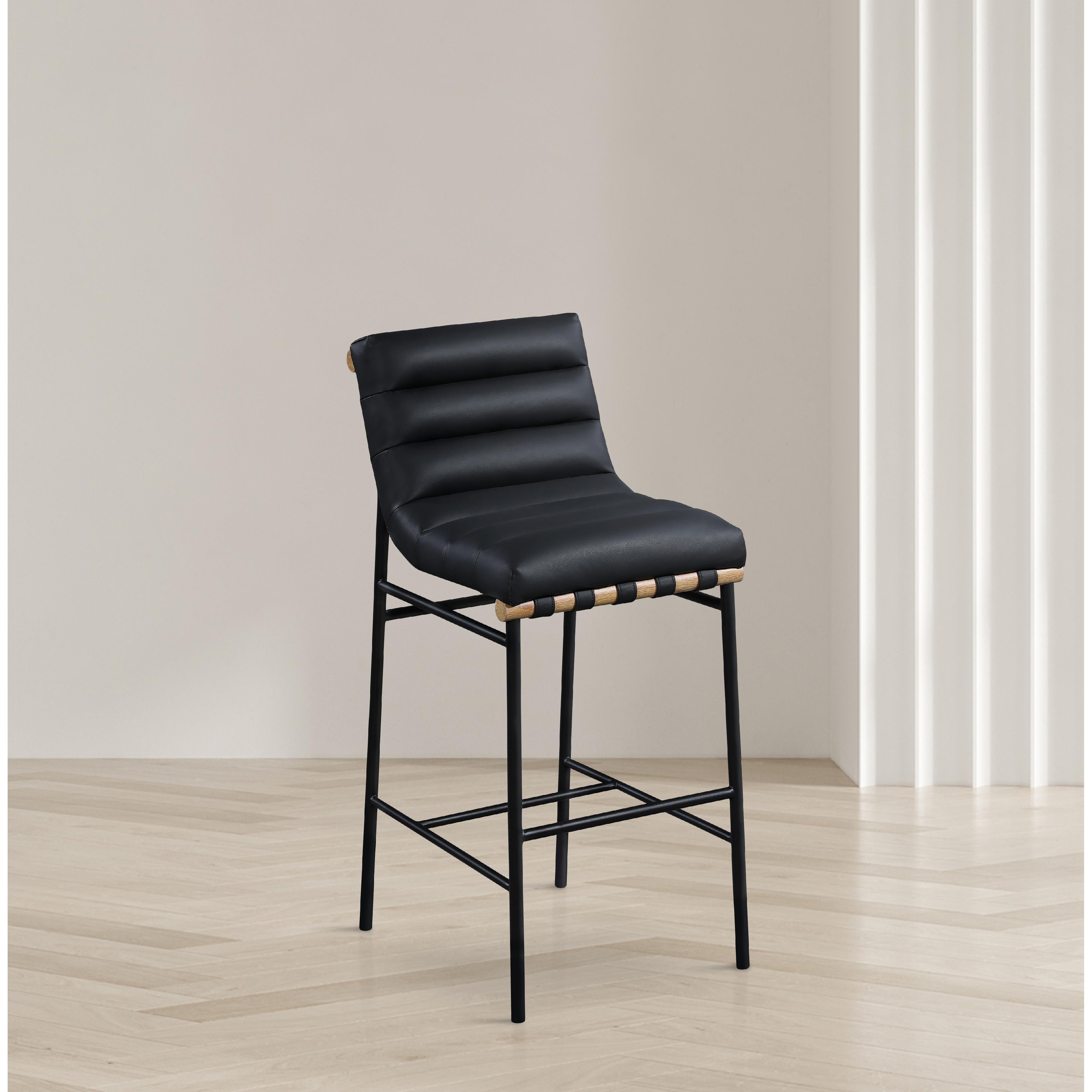 Meridian Burke Black Vegan Leather Bar Stool