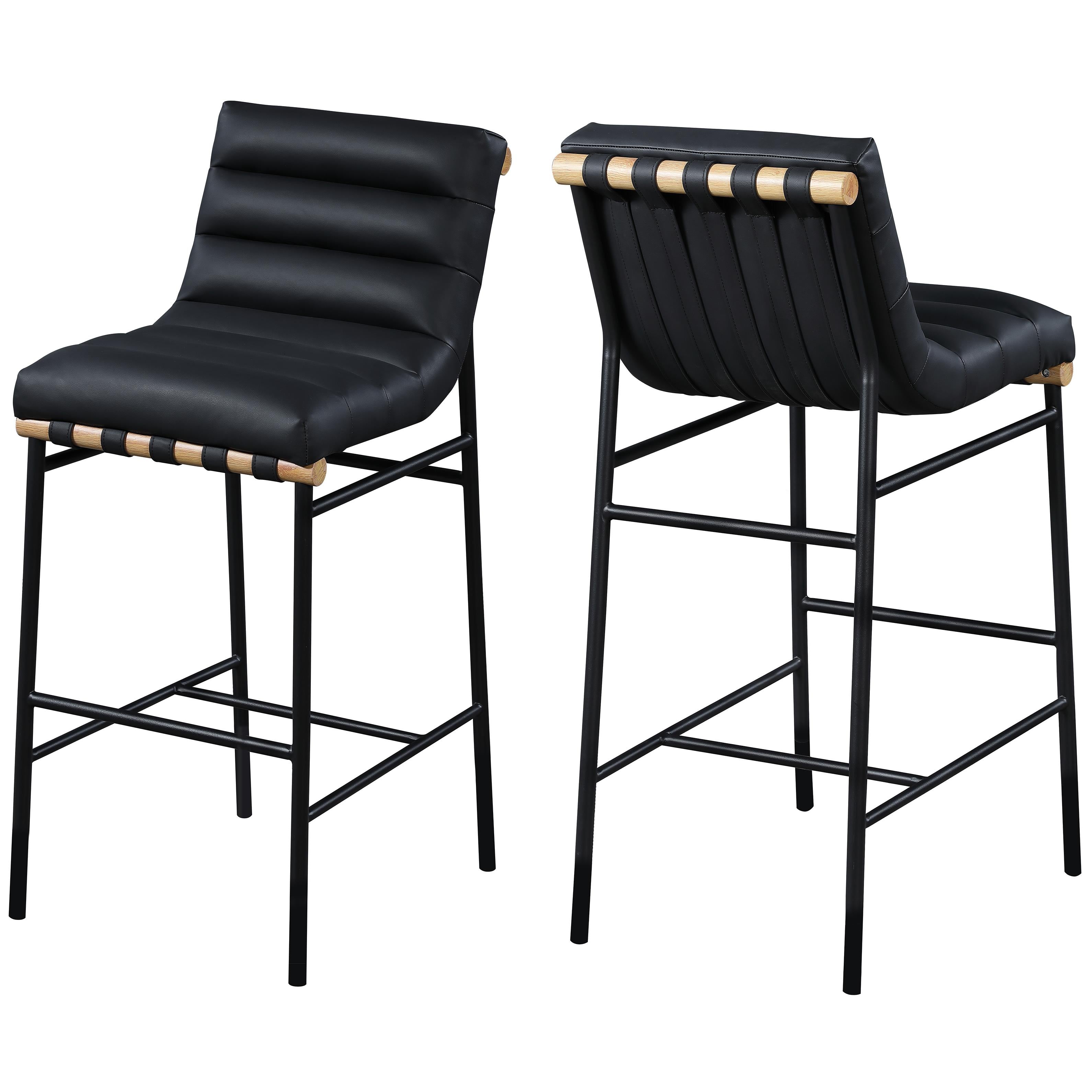 Meridian Burke Black Vegan Leather Bar Stool