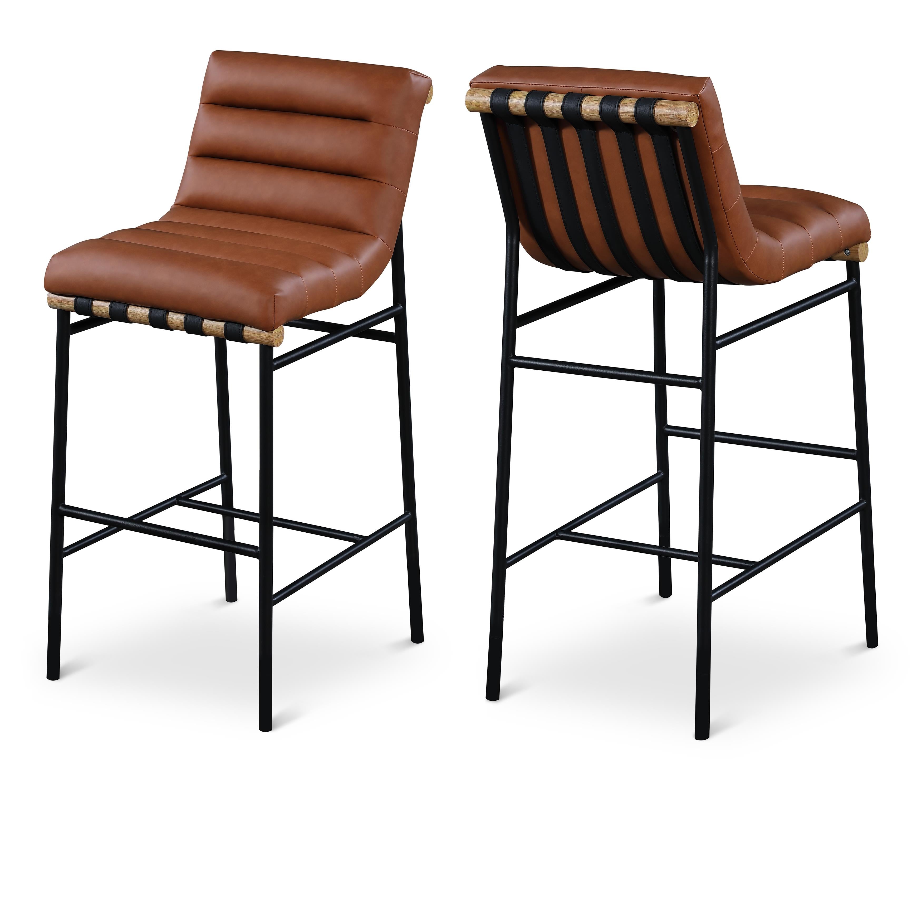 Meridian Burke Cognac Vegan Leather Bar Stool