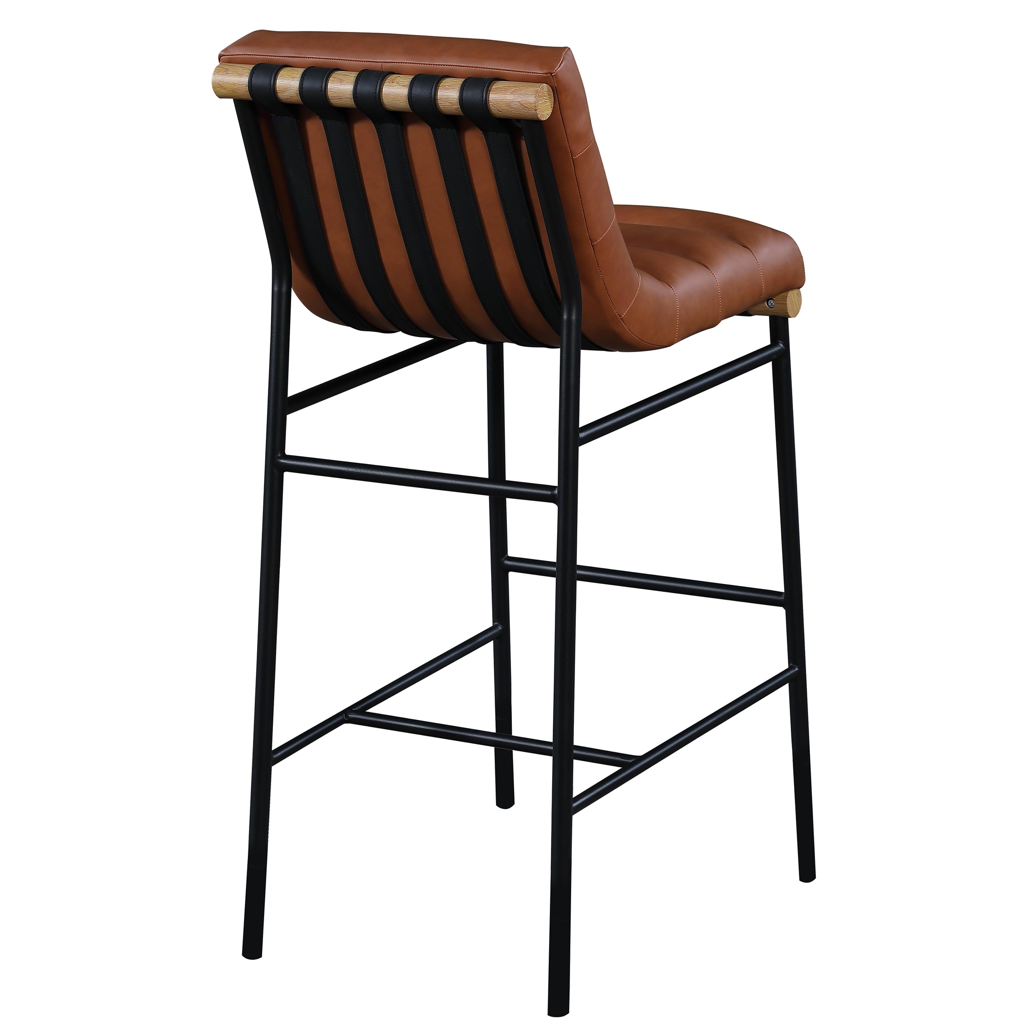 Meridian Burke Cognac Vegan Leather Bar Stool