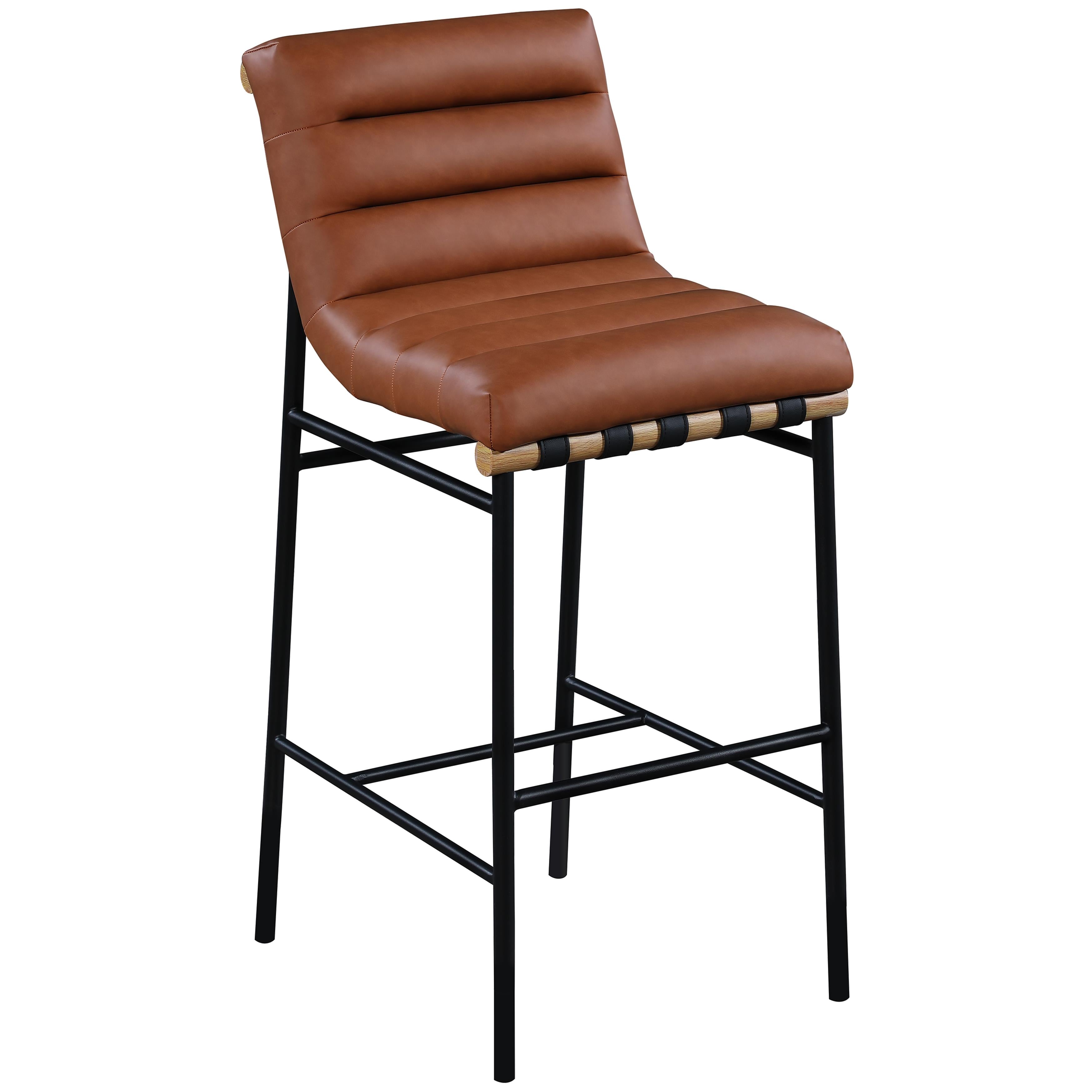 Meridian Burke Cognac Vegan Leather Bar Stool