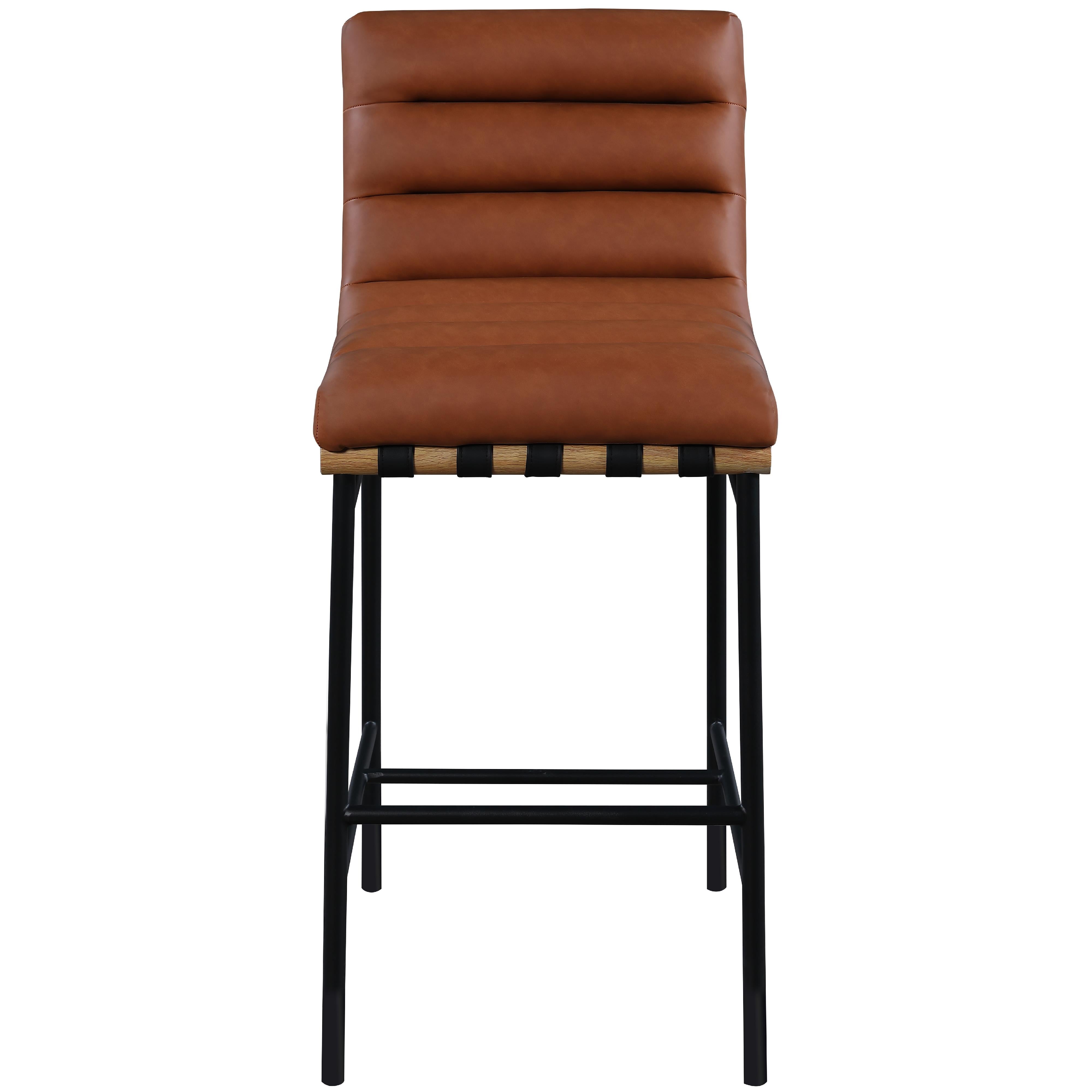 Meridian Burke Cognac Vegan Leather Bar Stool