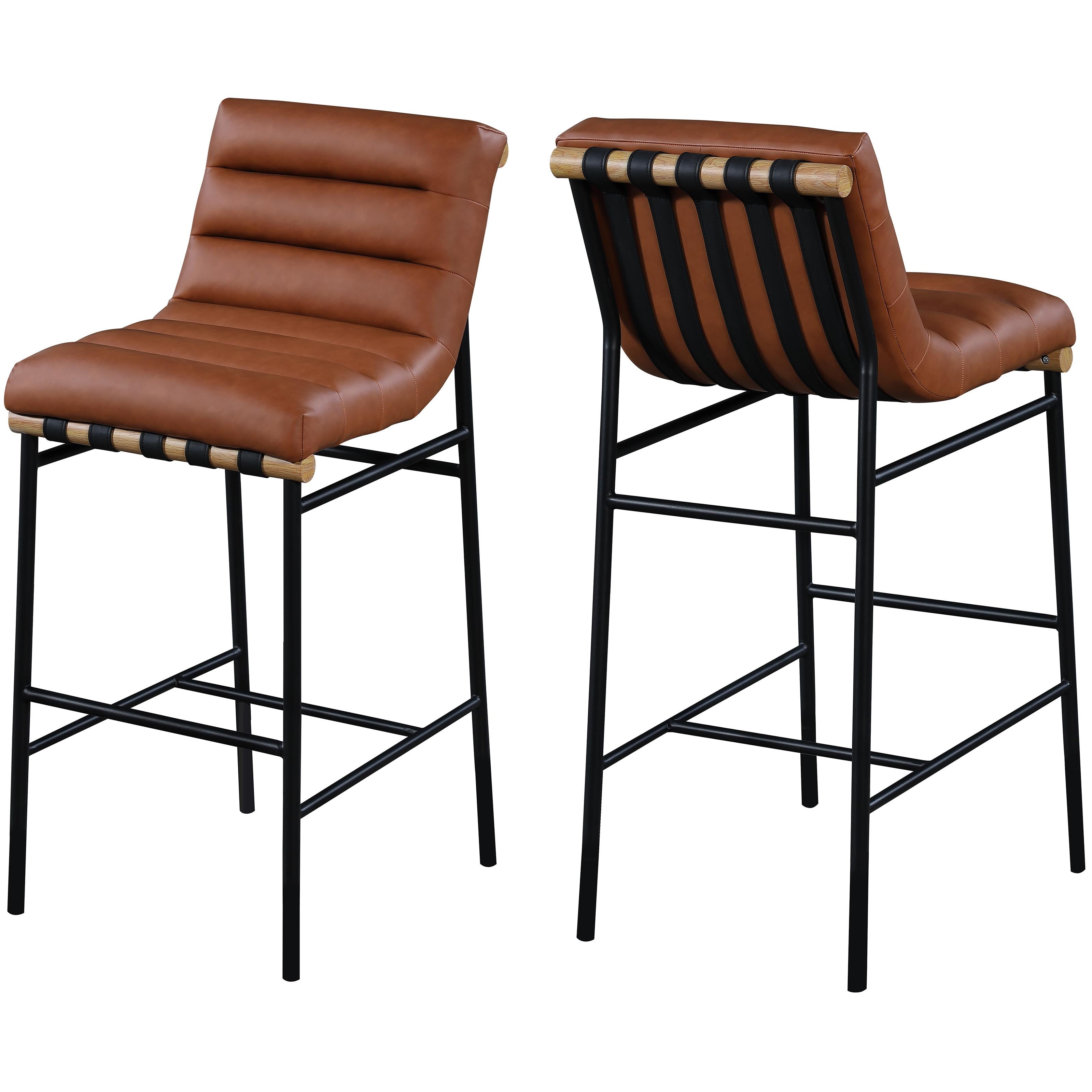 Meridian Burke Cognac Vegan Leather Bar Stool