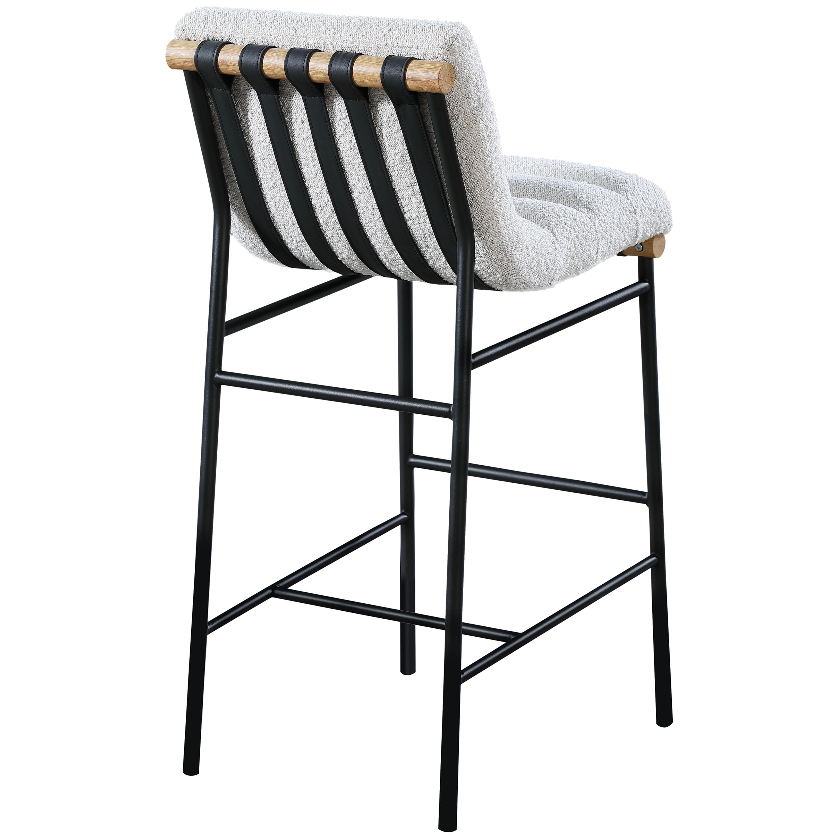 Meridian Burke Cream Boucle Fabric Bar Stool