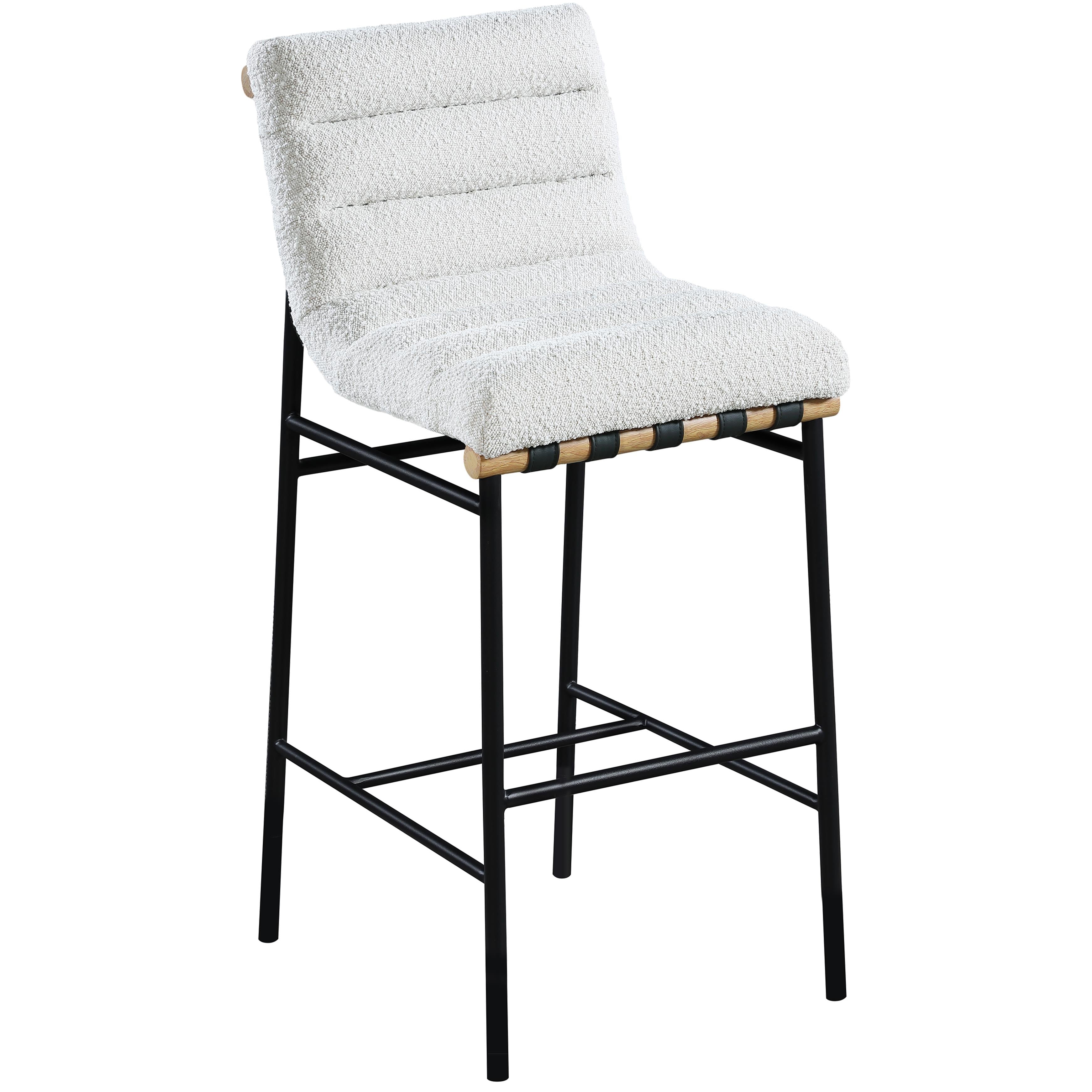 Meridian Burke Cream Boucle Fabric Bar Stool