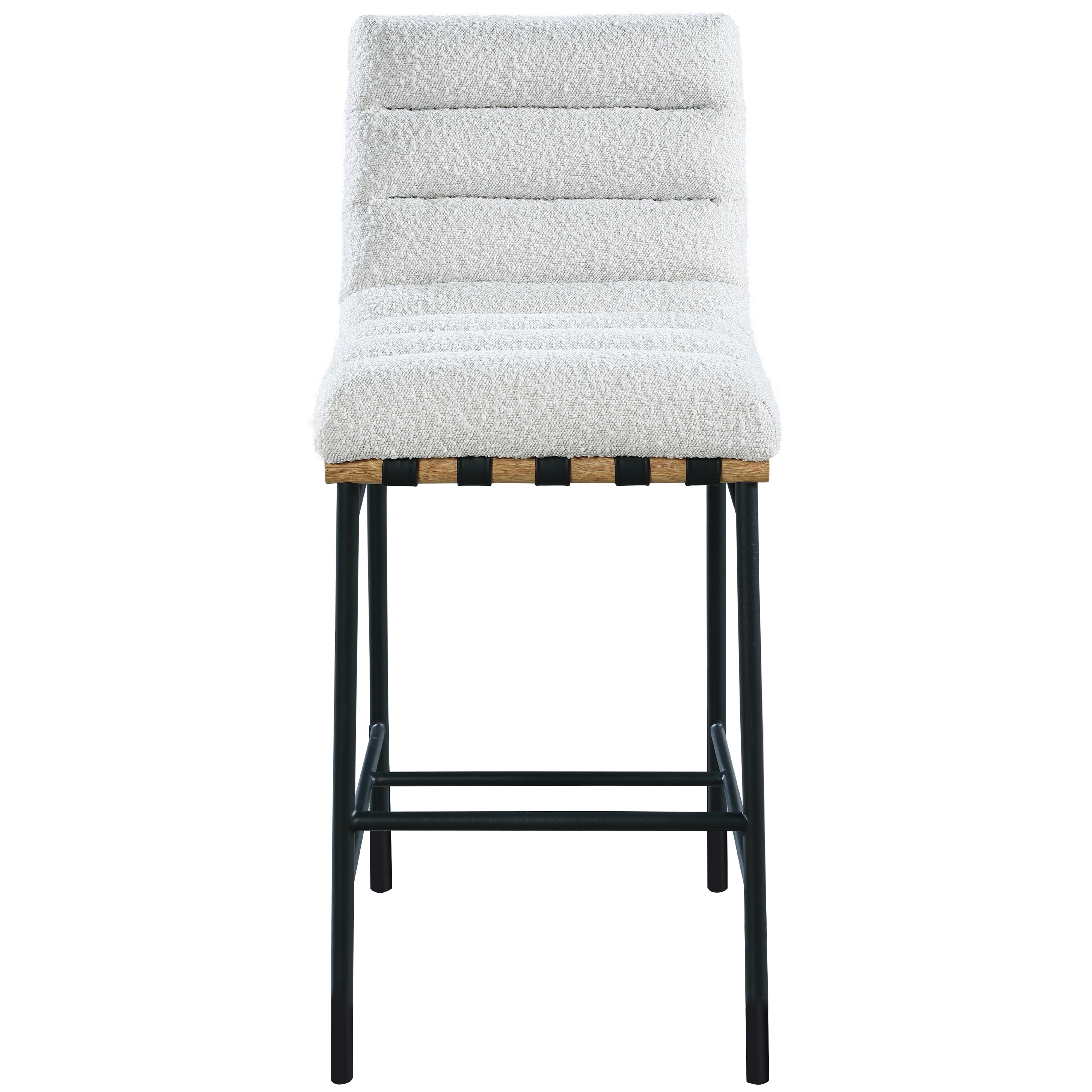 Meridian Burke Cream Boucle Fabric Bar Stool