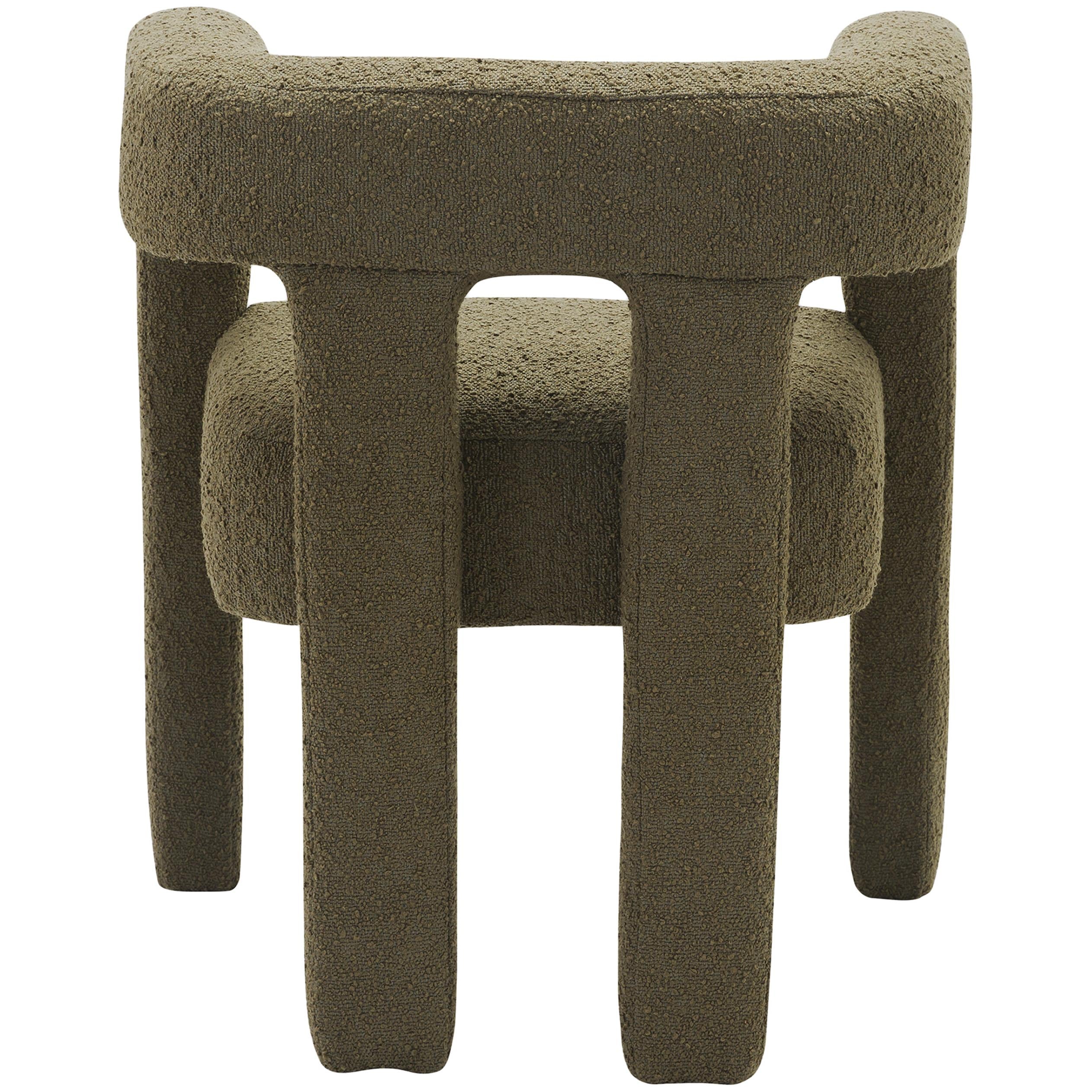 Meridian Athena Olive Green Boucle Fabric Accent/Dining Chair